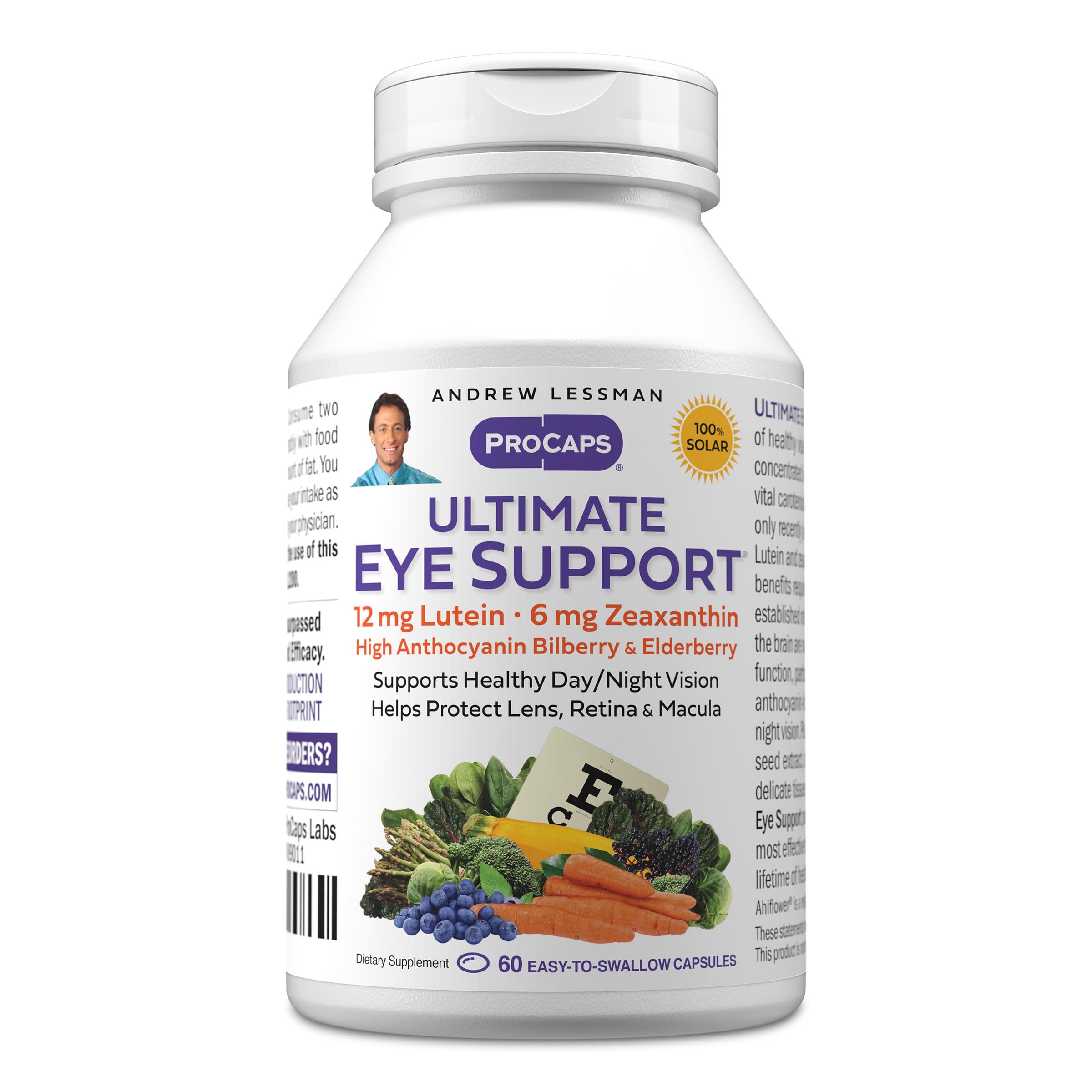 ANDREW LESSMAN Ultimate Eye Support 60 Softgels - 12mg Lutein, 6mg Zeaxanthin, Bilberry, Key Nutrients to Support Eye Health and Promote Healthy Vision. No Additives. Easy to Swallow Softgels