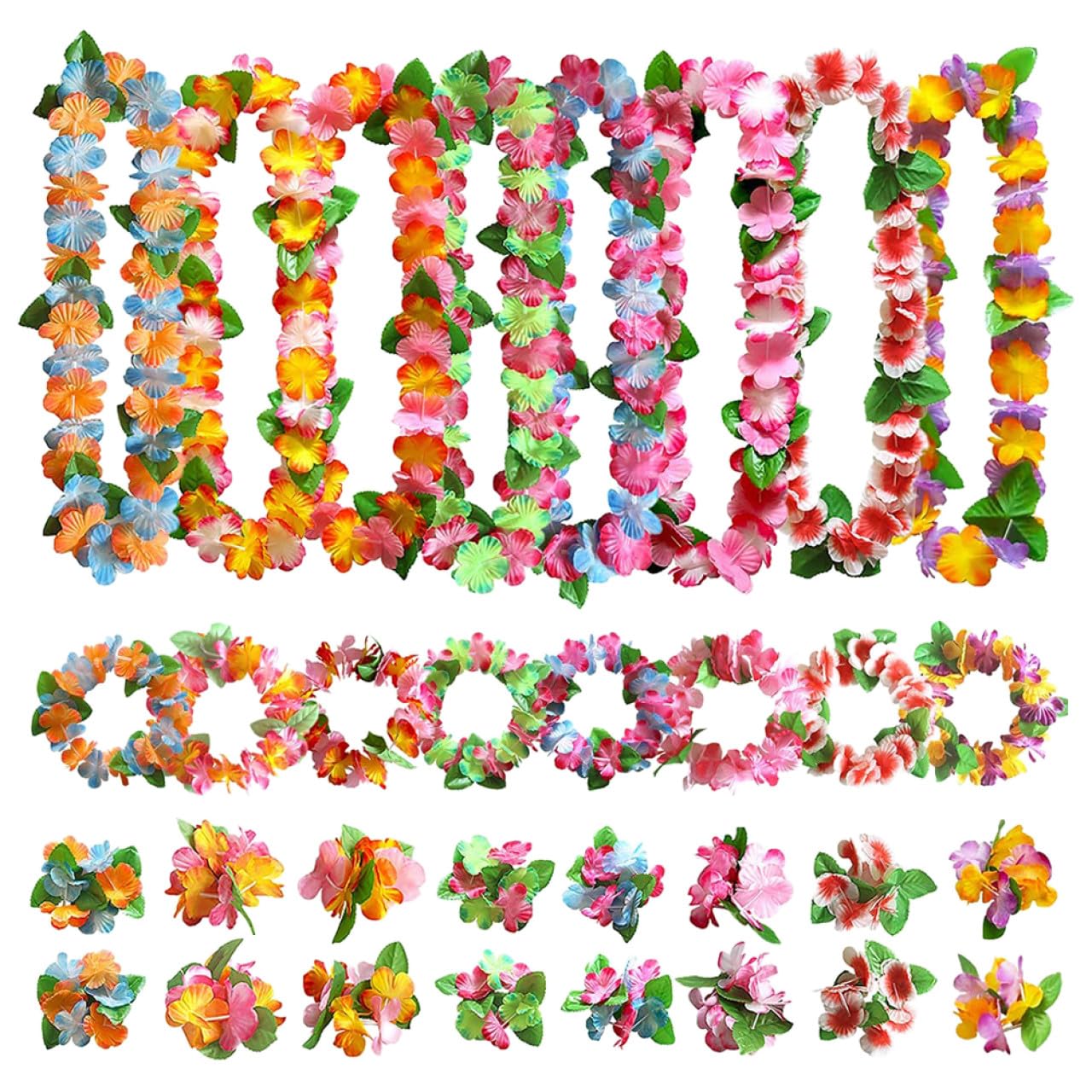 NUOBESTY Collar Hawaiano Muñequera 1 set de Hawaii Party Favors Hawaii Diadema Collar de flores Set Hawaii Decoraciones Decoración de guirnaldas Pinzas Pelo Decoraciones