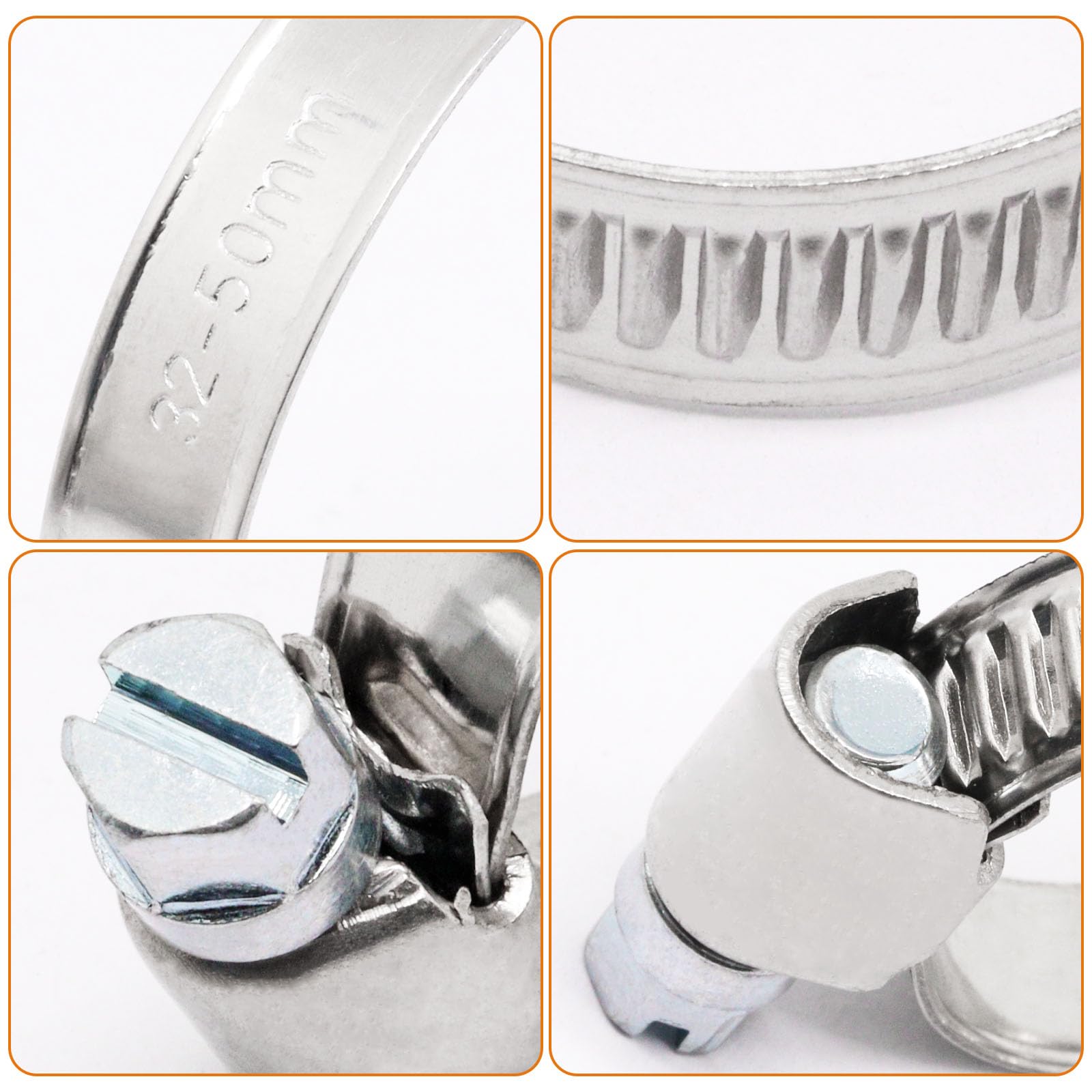 25 Stück Edelstahl-Schlauchschellen – Verstellbar 13–19 Mm (1/2"–3/4"), Schneckengetriebe, Für Schlauch, Rohr, Trockner