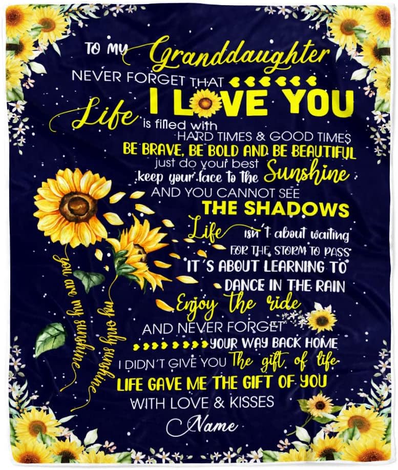 Personalized Sunflower to My Granddaughter from Grandma Grandpa Blanket Never Forget That I Love You Customized for Birthday Christmas Fleece Blanket (30 x 40 in Baby Size)