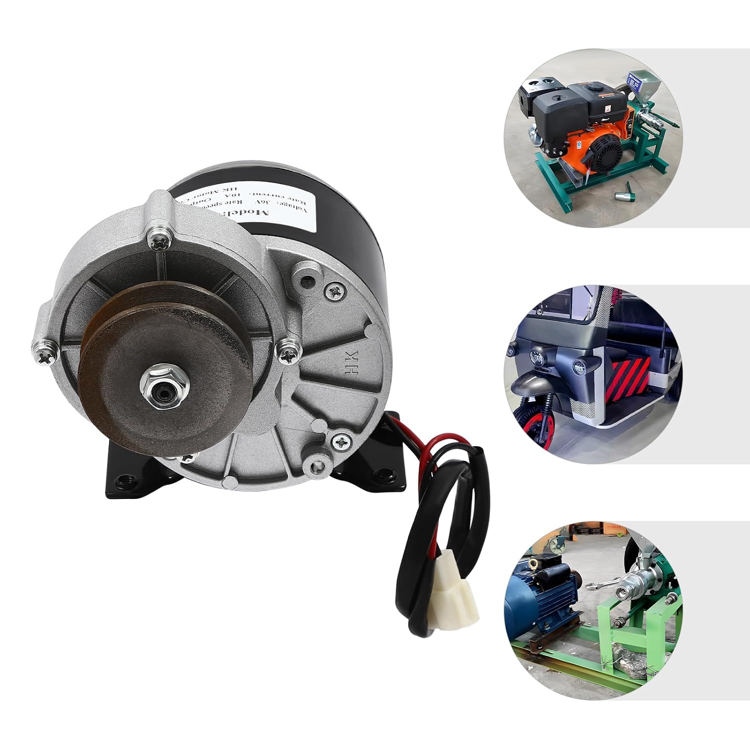 250W Electric Motor with Belt Pulley DC Geared Motor Brushed Gear Reduction Motors for Small Electric Vehicles and Agricultural Equipments, 0-300rpm,1N (36V)