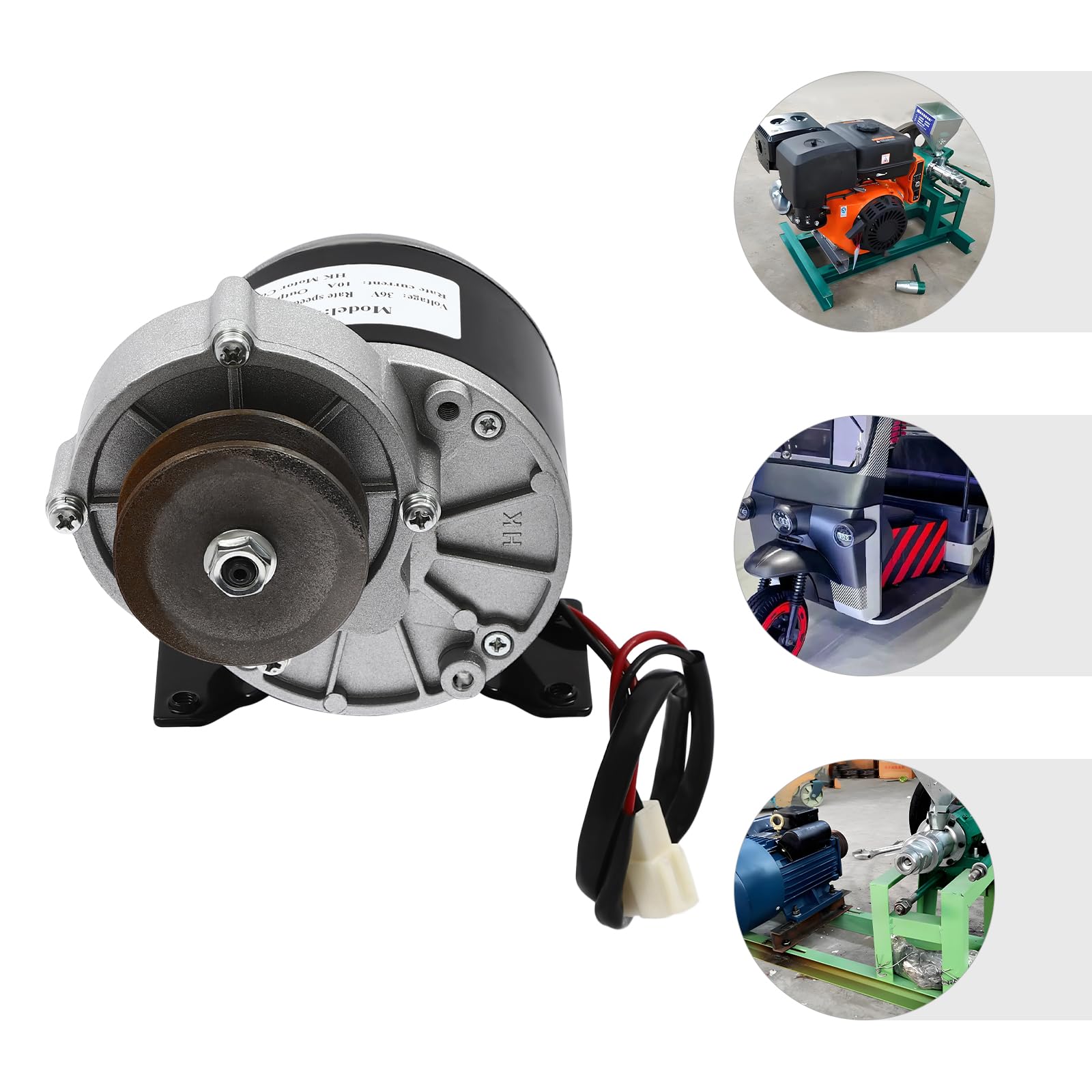 250W DC Bürstenmotor 12V/24V/36V Reduktionsmotor Elektrischer Getriebemotor aus Reiner Kupfer Riemenscheibe Gleichstrommotor mit Riemenscheibe (36V)