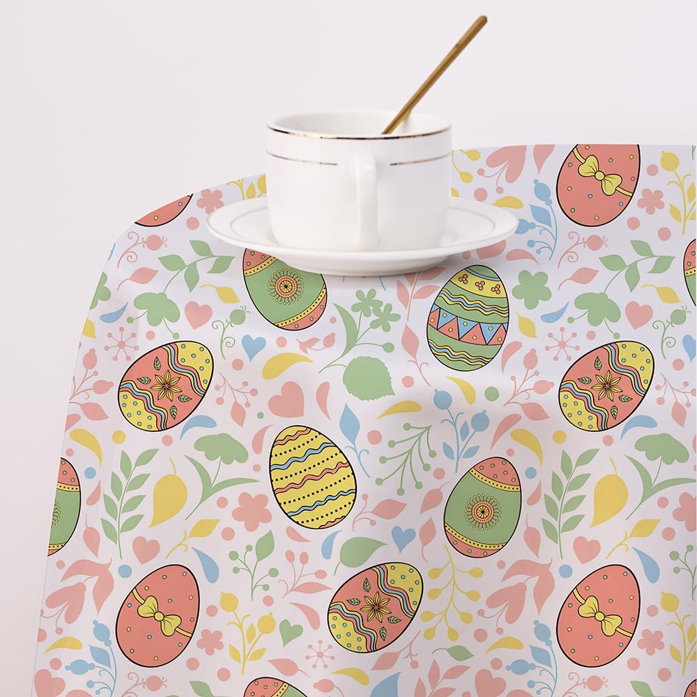 Outdoor Easter Small Square Tablecloth 36 inch Spring Coffee Table Cloth for 2-4 Seats Restaurant Patio Card Table Cover Washable Fabric Cute Eggs Printed image 3
