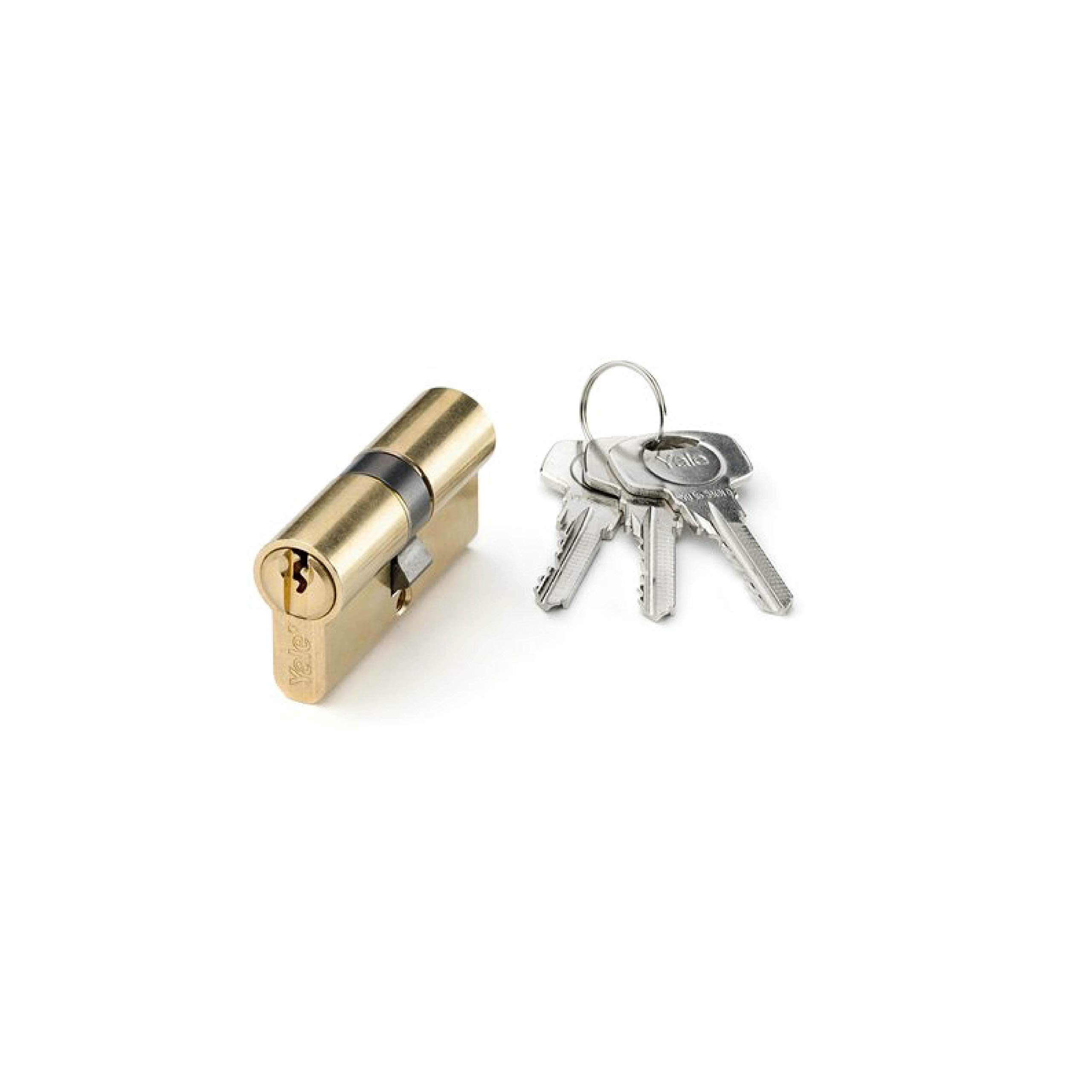 Cilindro Yale YL5 latonado de 40 x 55 mm con llave estándar para cerraduras de embutir