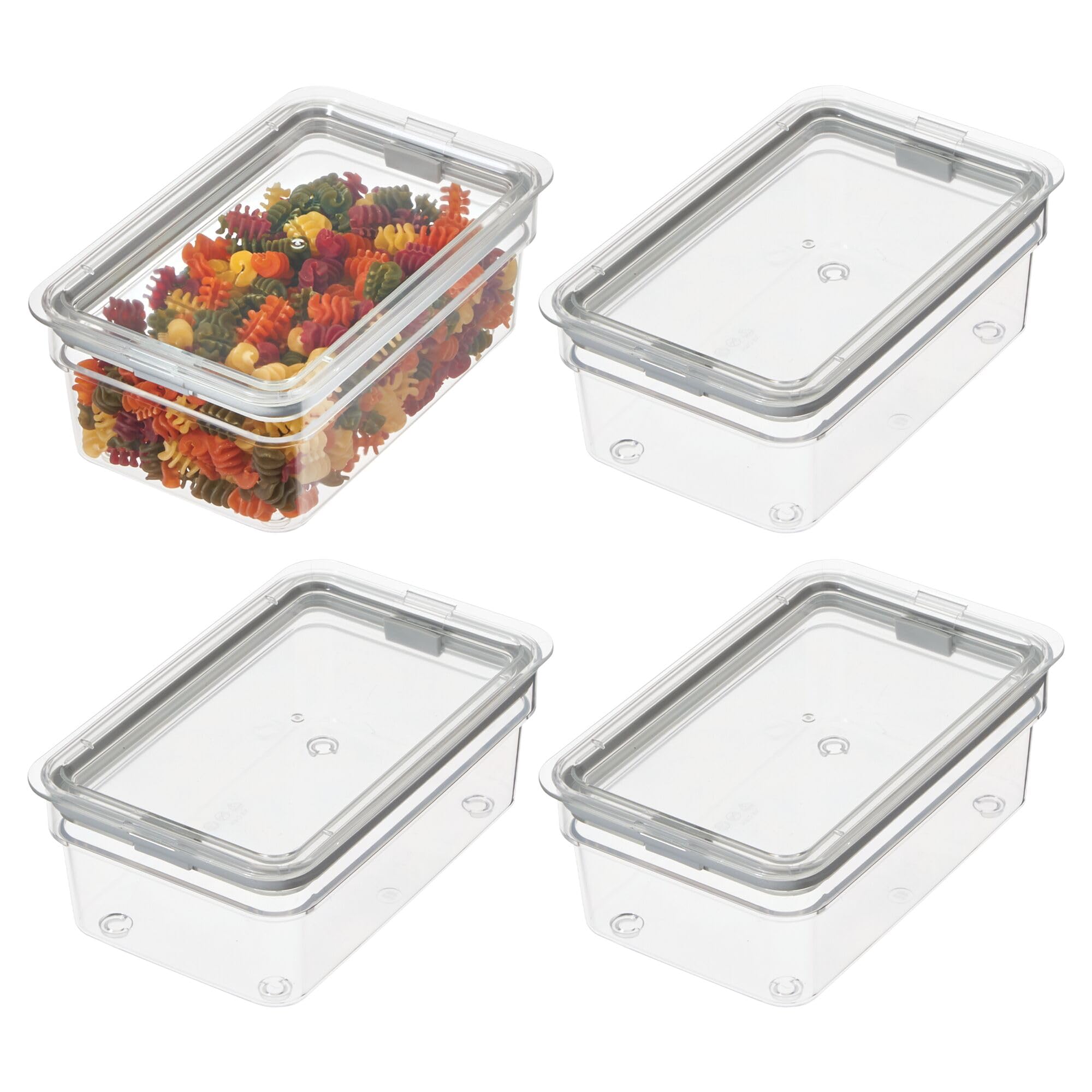 iDesign Medium Food Storage Bin with Airtight Lid for Kitchen or Pantry Storage - Set of 4 - Clear