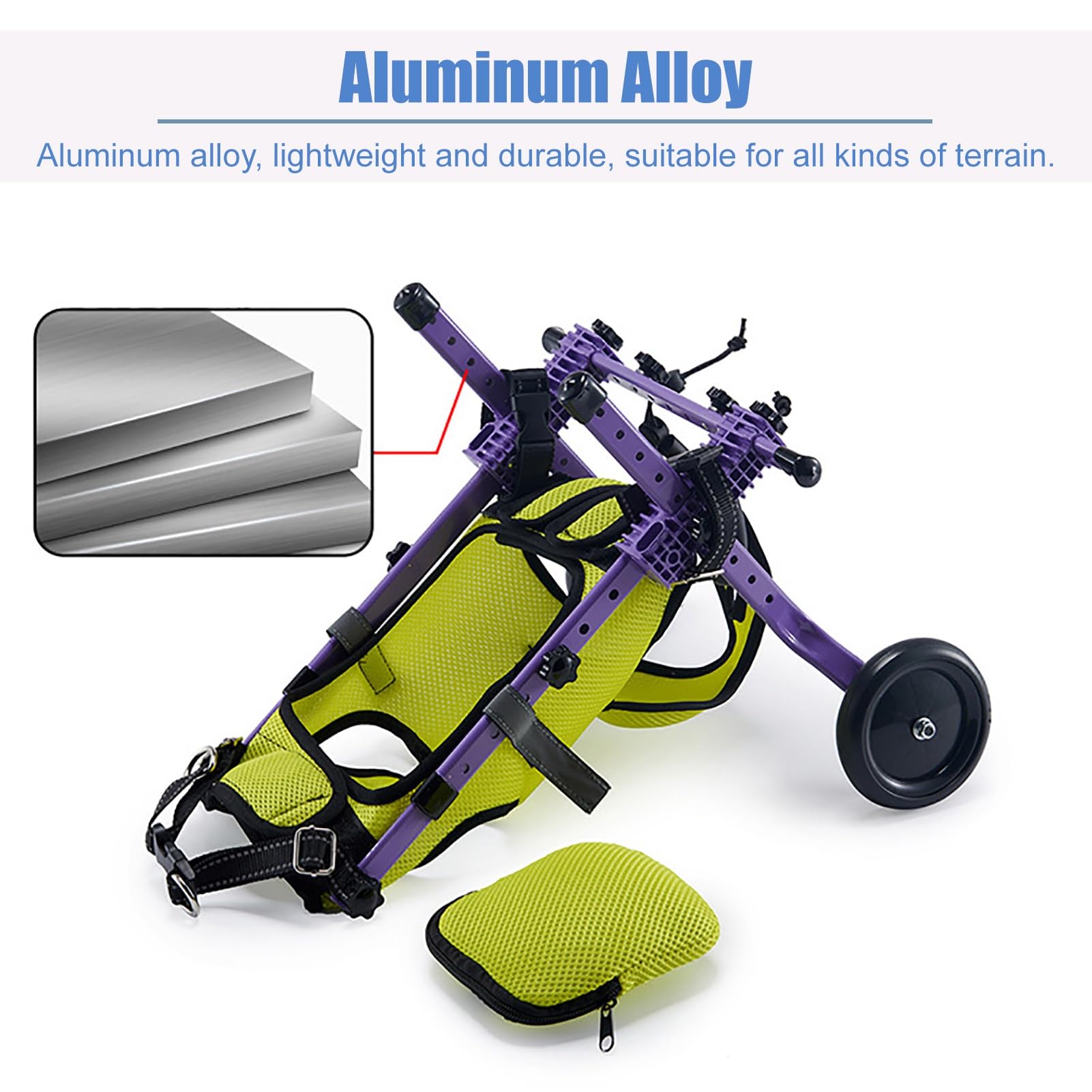 Silla de Ruedas Ajustable para Perros con displasia de Cadera - Ayuda de Movilidad Todoterreno con función de defecación y Bolsa de Almacenamiento - Soporte para Perros con ortesis de Pierna