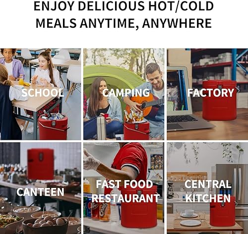 Miniatura 5 de 2 piezas de contenedor de sopa aislado de 5 galones, calentador de alimentos comercial para alimentos calientes o fríos, caja caliente de 21QT para