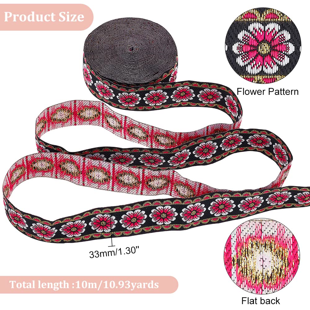 Nastro Ricamato Etnico In Poliestere Jacquard - 25mm X 10m - PH PandaHall - Per Fai Da Te - 5