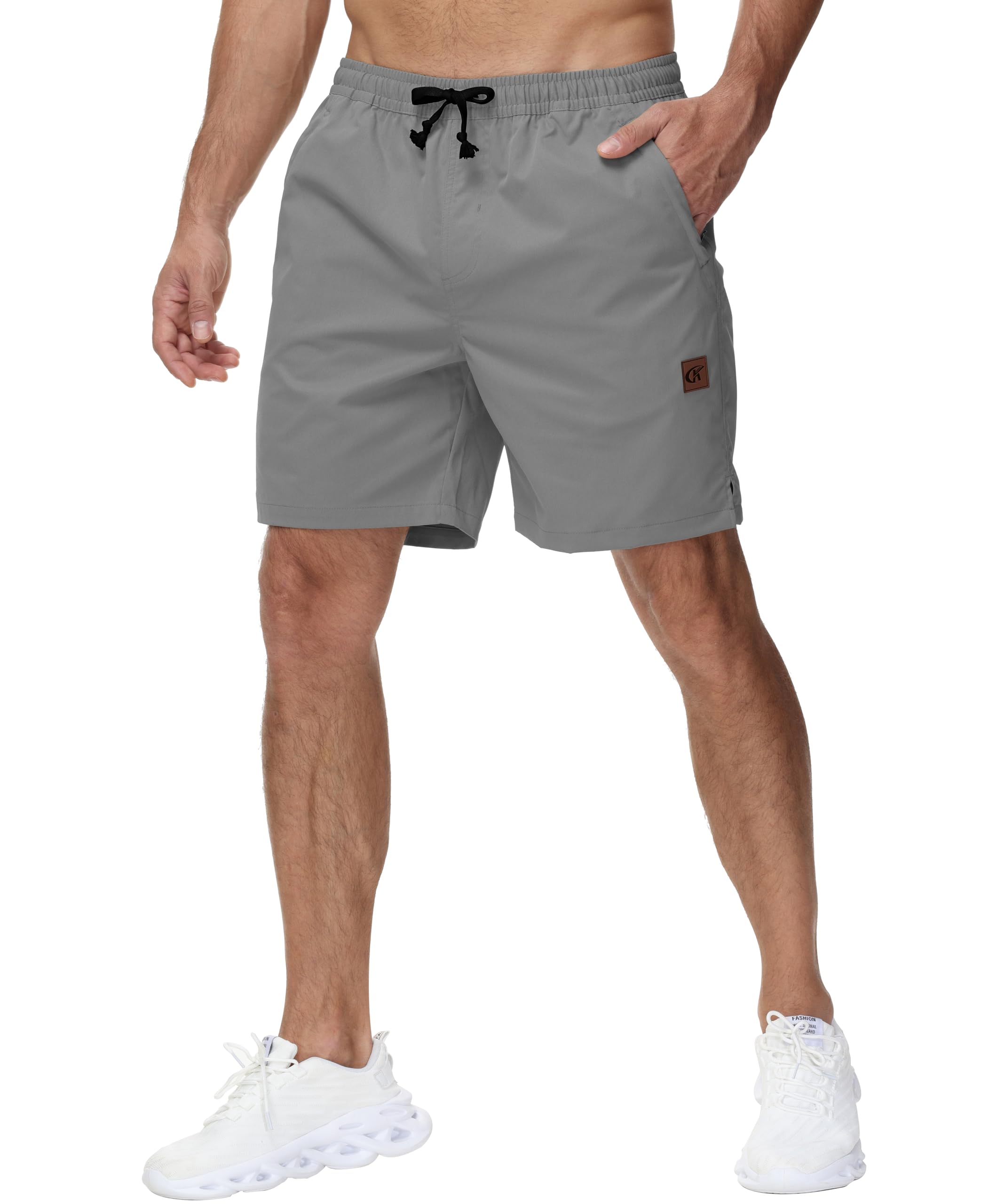 YuKaiChen Lässige Shorts Herren Kurze Hosen Sommer Klassische Twill Tunnelzug Stretch Elastische Taille mit Reißverschlusstaschen