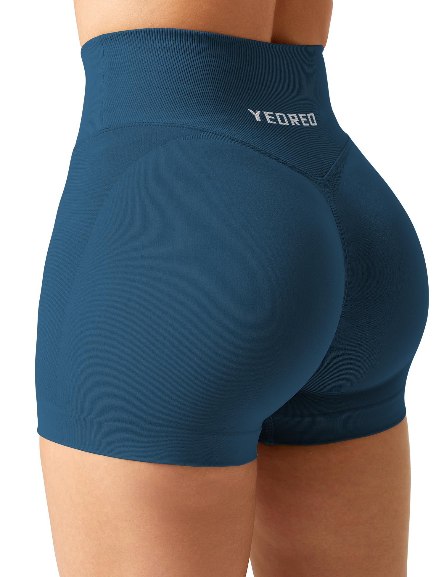 YEOREO Scrunch Butt Workout Shorts Women 3.5" Seamless V Cross Waist Sport Gym Amplify Shorts