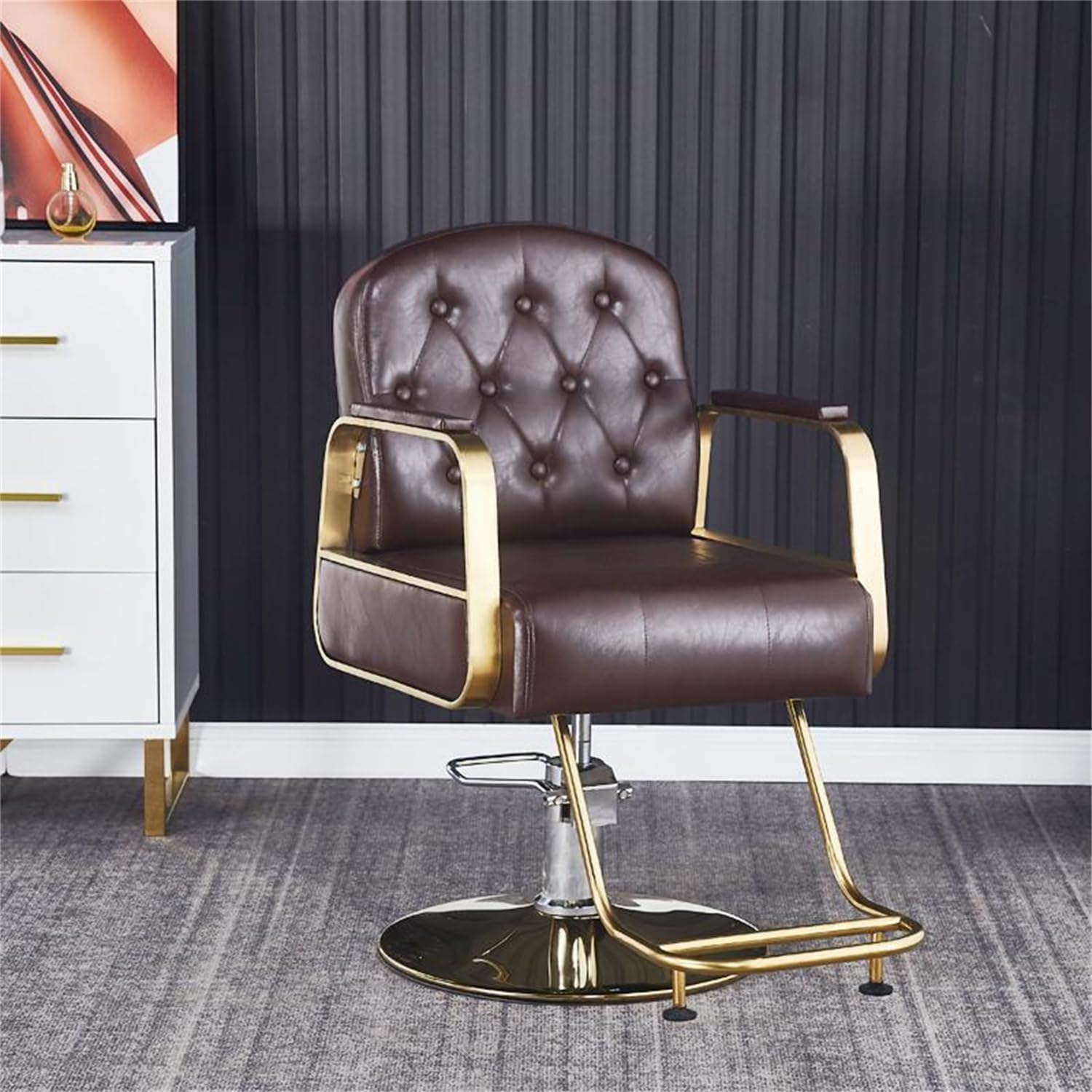 Sedia da barbiere idraulica ergonomica girevole a 360°, design robusto, per barbiere e centri estetici, comoda sedia da parrucchiere, regolabile in altezza per il massimo comfort