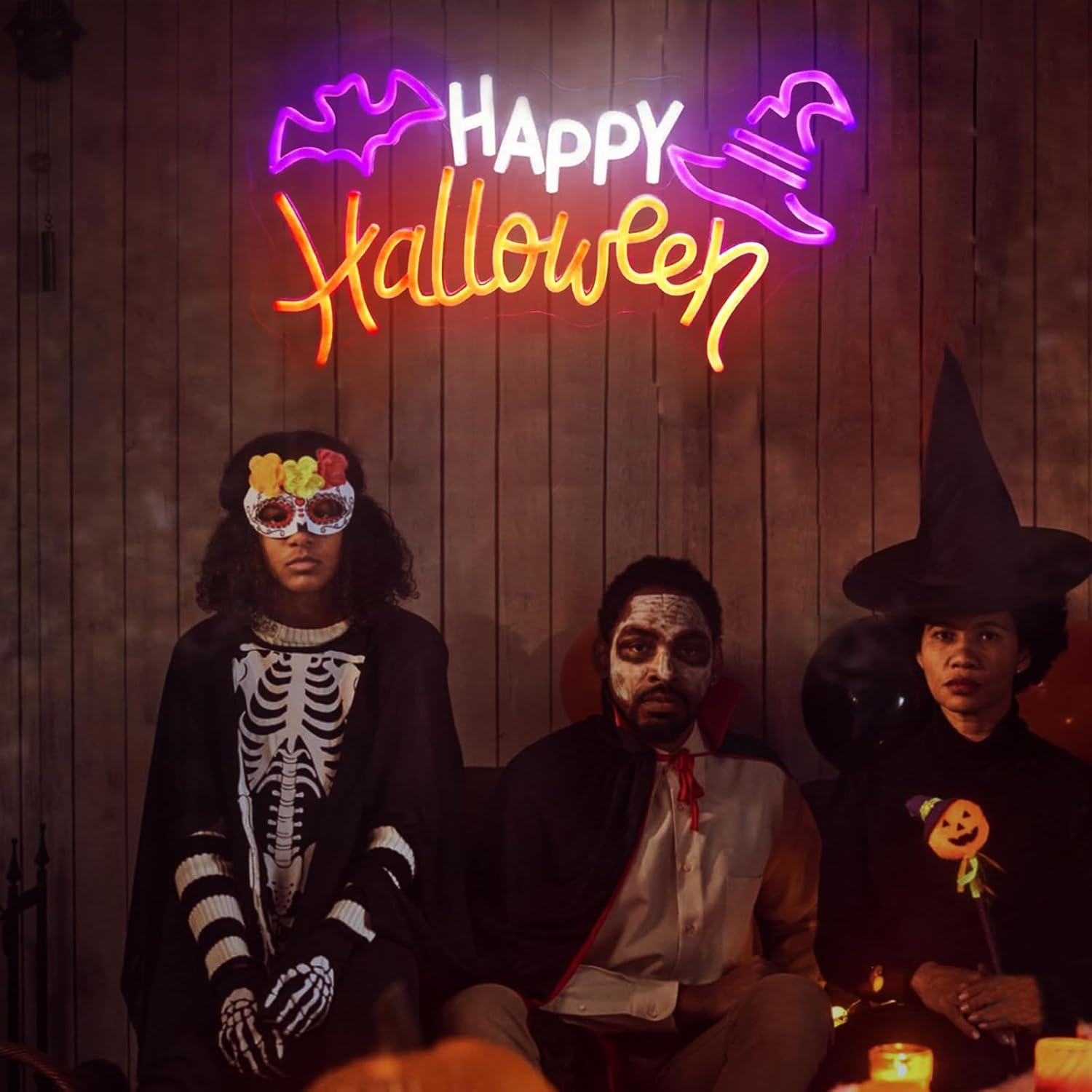Happy Halloween Neon Sign Led Halloween Neon Light Signs for Wall Decor Halloween, Bedroom, Birthday Party, Bar Shop Size: 20inches