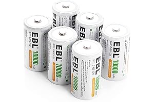 EBL 6 d Batteries: 10,000mAh Ni-MH Rechargeable Power Source