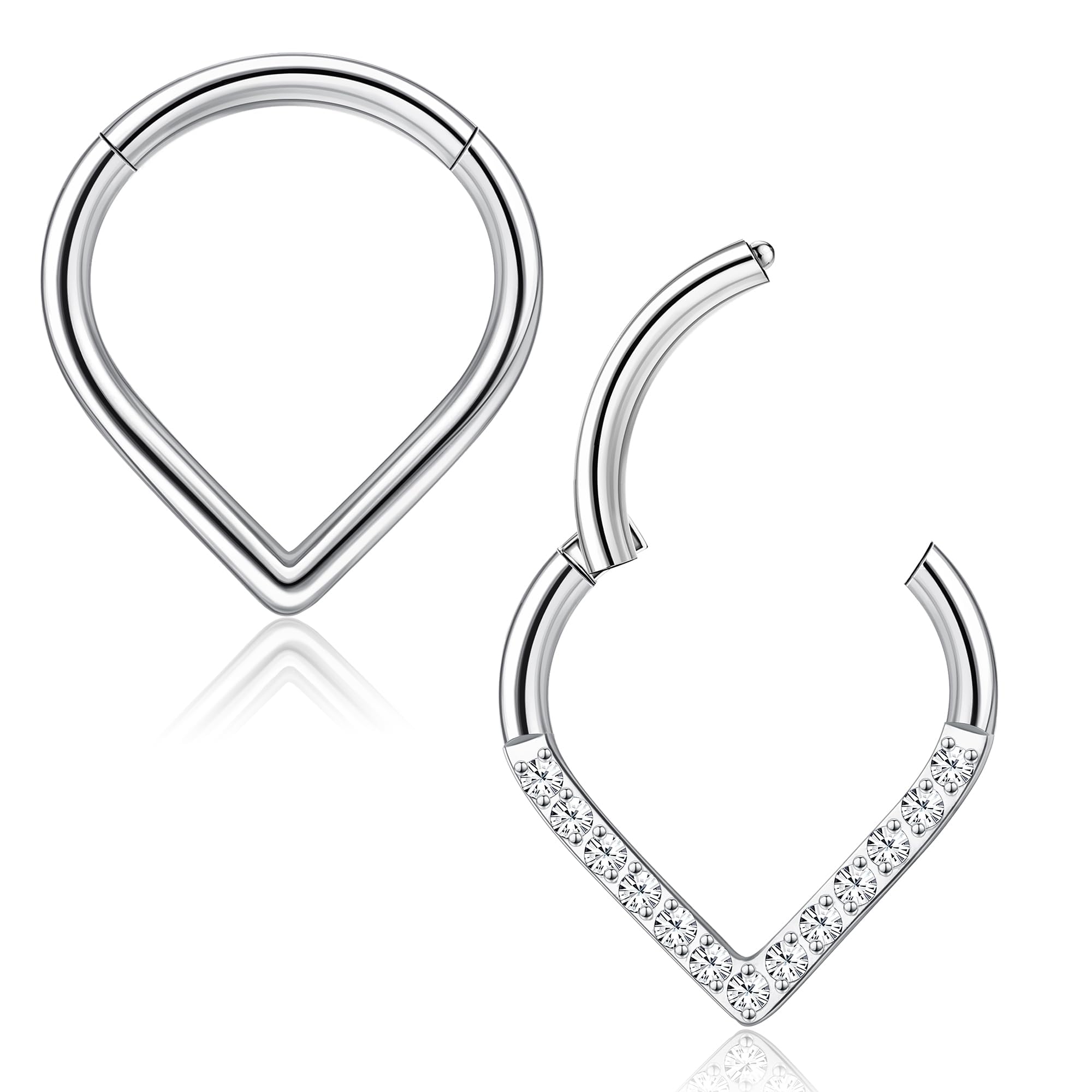 FIOROYAL2 Piezas Piercing Nariz G23 Titanio Piercing Septum Pendientes para Mujeres Hombres Septum Clicker Oreja Nariz Anillos Daith Cartílago Helix Tragus Piercing Nariz Oro Plata Negro
