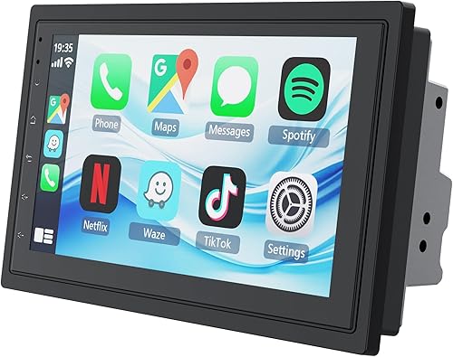 Estéreo de auto de doble DIN de 7 pulgadas con Apple CarPlay inalámbrico y Android Auto, pantalla táctil de radio para automóvil con Bluetooth 4.1,