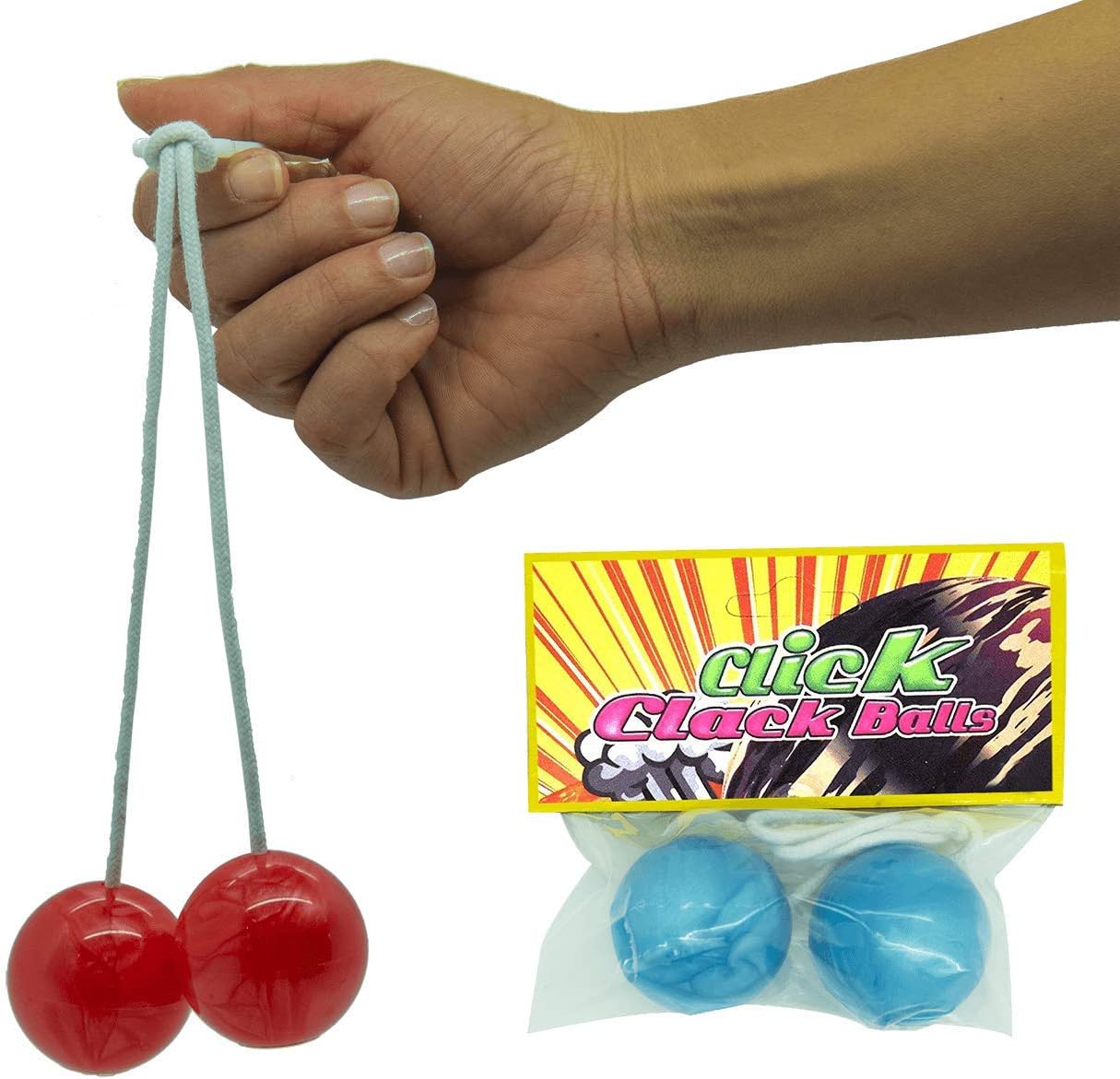 Vintage Toys Clackers Balls - Plastic Click Clack Balls - Novelty Gift for Kids Boys Girls Children Child Him Her Birthday Present Christmas Stocking Filler (1 Pack)