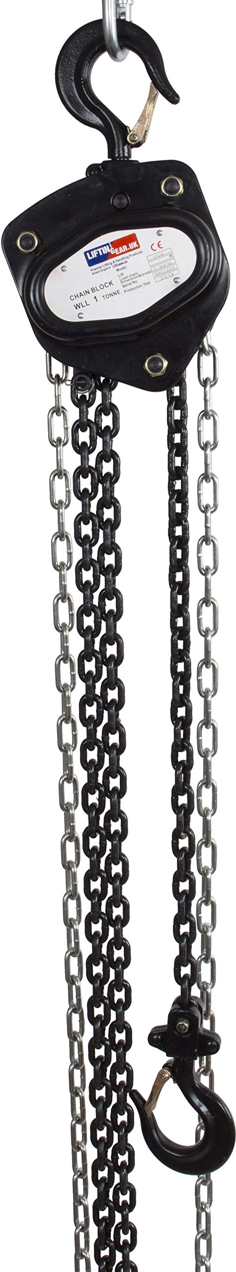 LiftinGear Black 500kg Chain Block Manual Lifting Tackle Block Hoist Gantry Hand Pulley (10mtr)