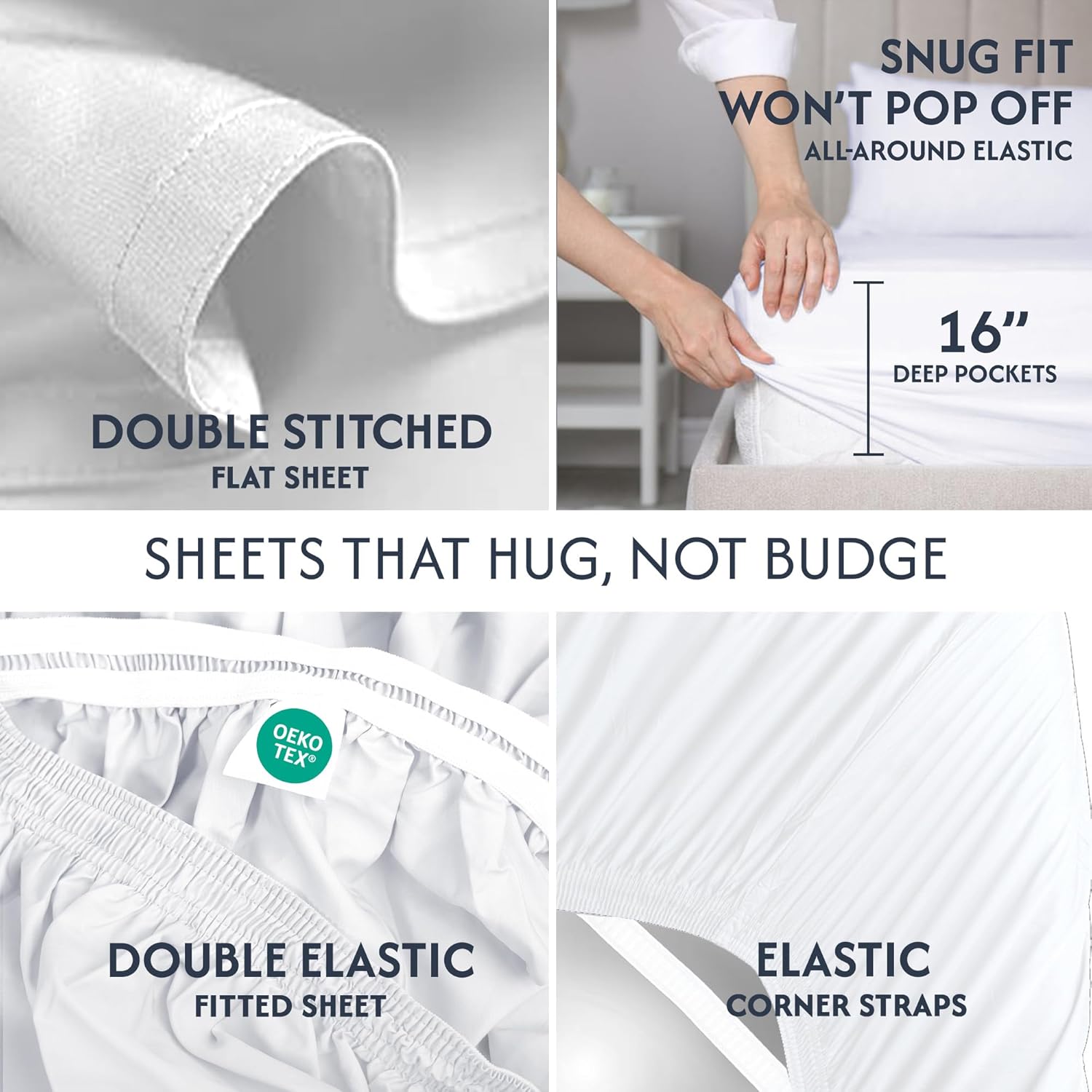 100% Cotton Percale Sheets King Size - Cool & Crisp Hotel Feeling, Breathable, Softer After Each Wash, Fitted Sheets with Deep Pockets, Double-Elastic & Corner Straps, Z-Hem Luxury Stitching - Image 3