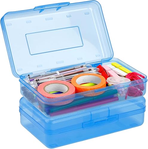 Caja de lápices de plástico, estuche para lápices, cajas de lápices de gran capacidad con tapa hermética, contenedores de almacenamiento de plástico