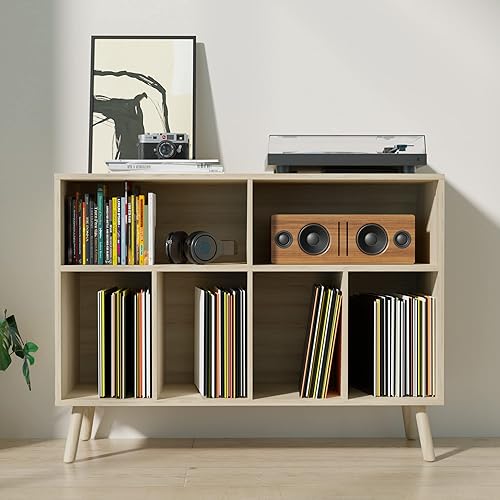 Miniatura 3 de Cozy Castle Soporte para tocadiscos, soporte para tocadiscos con almacenamiento de discos de vinilo con capacidad para hasta 350 álbumes, mesa para