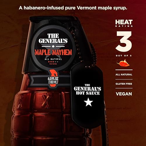 Miniatura 7 de The Generals Hot Sauce Super 6 - American Grown Veteran Owned  6 pack  6 botellas de 6 fl Oz  Todo natural gourmet salsa caliente set de regalo en