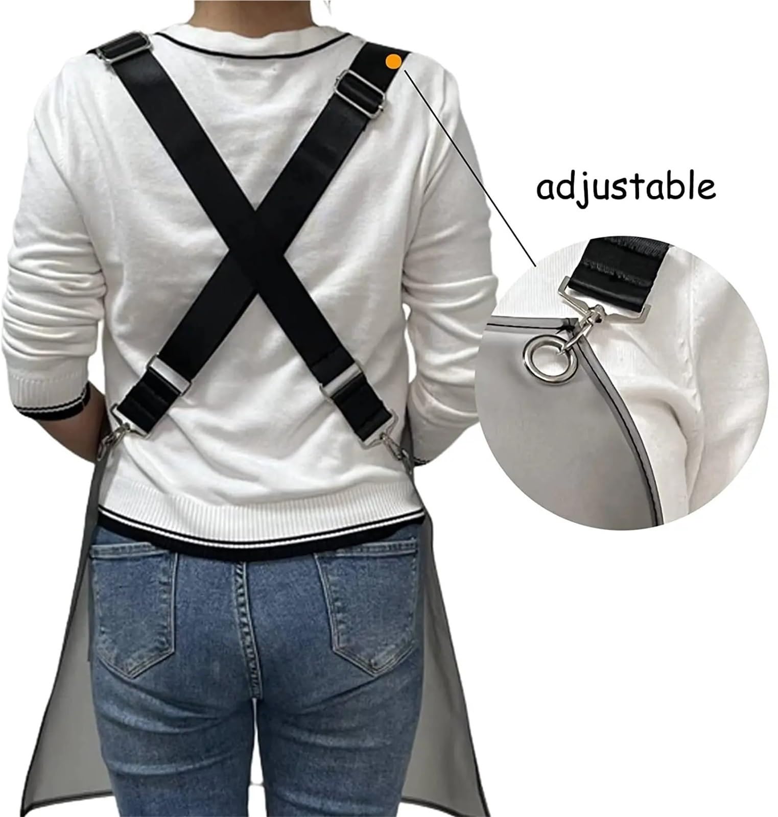 Delantal De Cocina Delantales de Chef Transparentes con 3 Bolsillos, Impermeables, for Cocina, peluquería, salón de uñas, Delantal Uniforme for Hombre y Mujer(Black,80cm)
