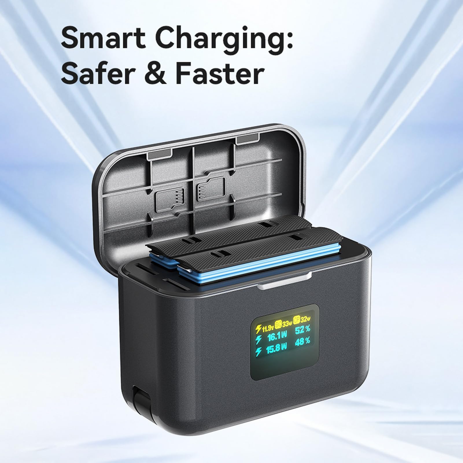 Jectse Chargeur de Batterie Bidirectionnel pour Station de Charge Rapide 360 ​​X4 Air avec écran LCD 36 W Double Port de Charge Taille Compacte pour Les Créateurs en Plein Air