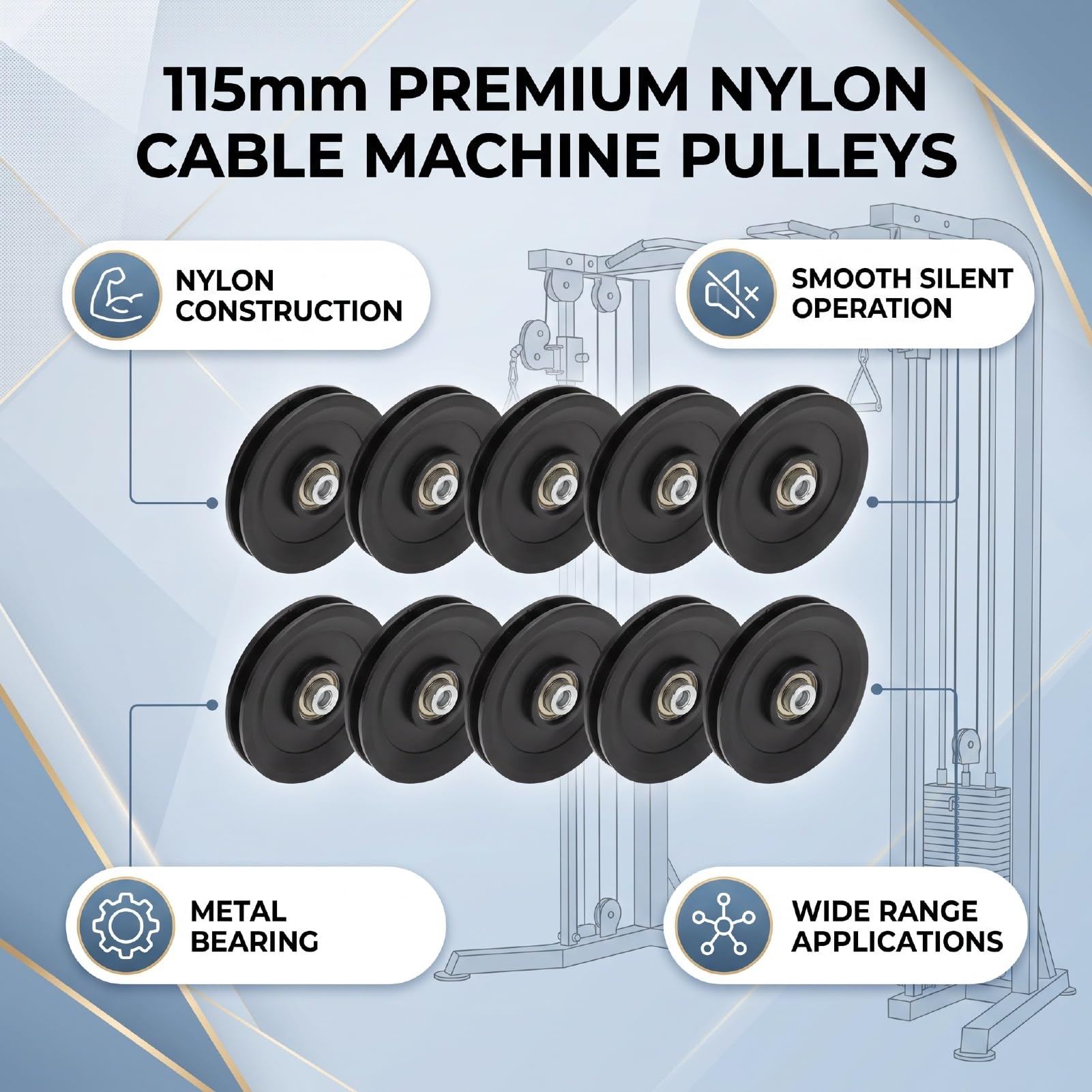 Polea para Máquina de Cable, Rueda de Nailon de 115 Mm,