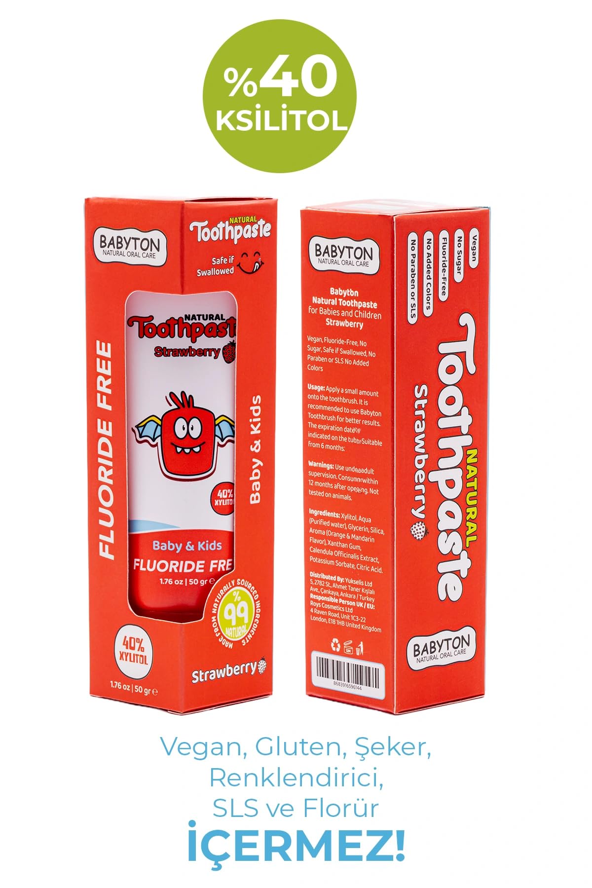 BABYTON Doğal Çilekli Diş Macunu 2'Li Set 50 Gr