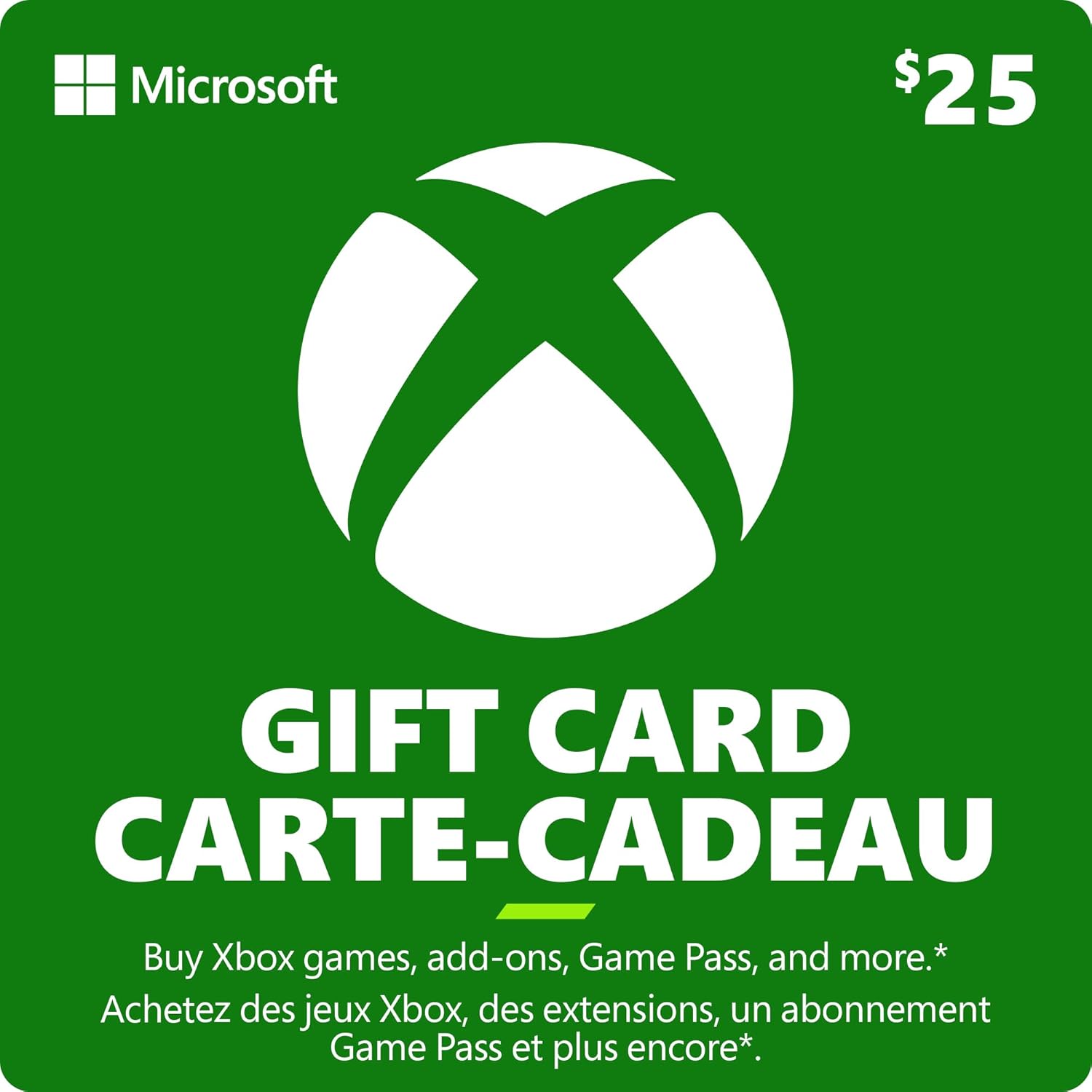 Carte-cadeau boutique Xbox 25$