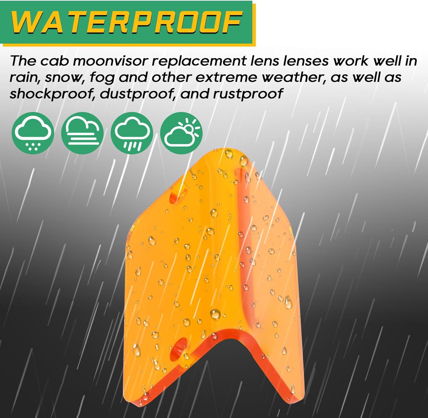 AUTOVIC Visor Part New HD Cab Moonvisor Replacement Lens Lenses Orange Amber Hardware Set Roof Universal for Chevy Chevrolet GMC Ford Dodge Jeep Cummins Powerstroke Duramax with Visor Wing