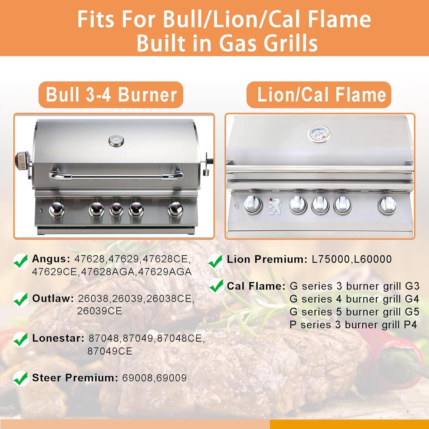 Stainless Steel Flame Tamers, 4 PC Grill Heat Plate Gas Replacement for Bull BBQ Grills, Fit for Angus, Brahma, 7-Burner, 4-Burner, 5-Burner Grill Models, Grill Parts Replace for 16631, 16521