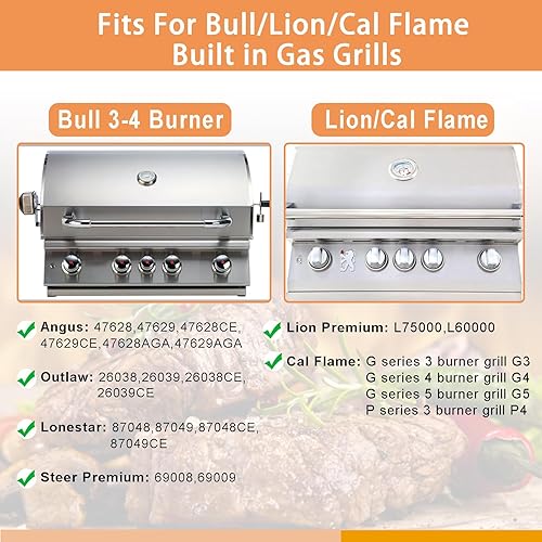 Miniatura 4 de Domadores de llama de acero inoxidable, 4 piezas de placa de calor de repuesto para parrillas de barbacoa Bull, apto para Angus, Brahma, 7
