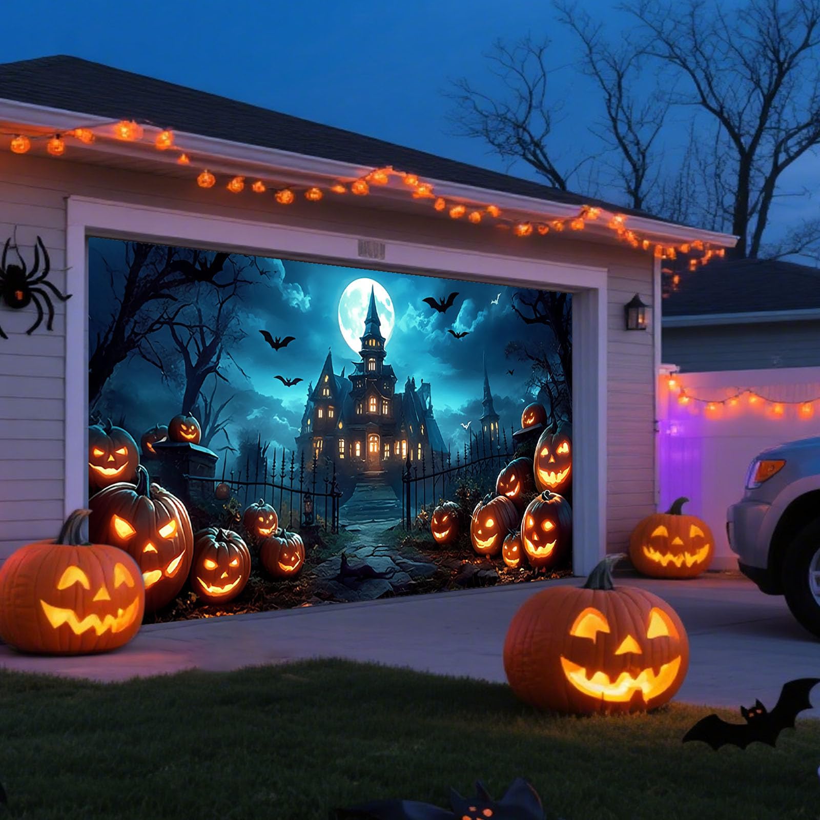 Fahne Halloween-Garagebanner, groß, für Partys im Garten