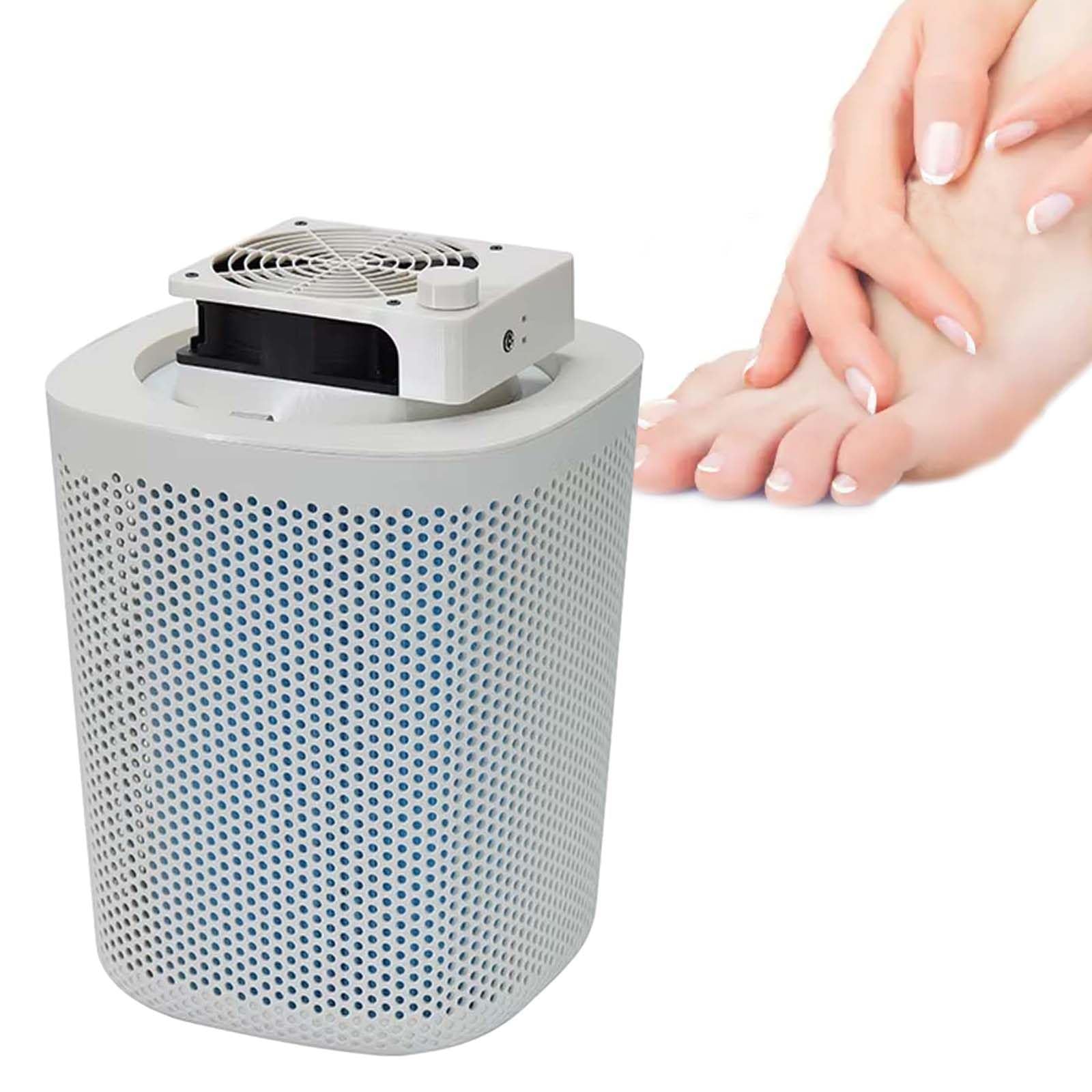 Collecteur de poussière pour Pieds Amovible, Outil de manucure et pédicure avec Filtre réutilisable, Filtre électrique pour Ongles à Aspiration puissante et Faible Bruit (White)