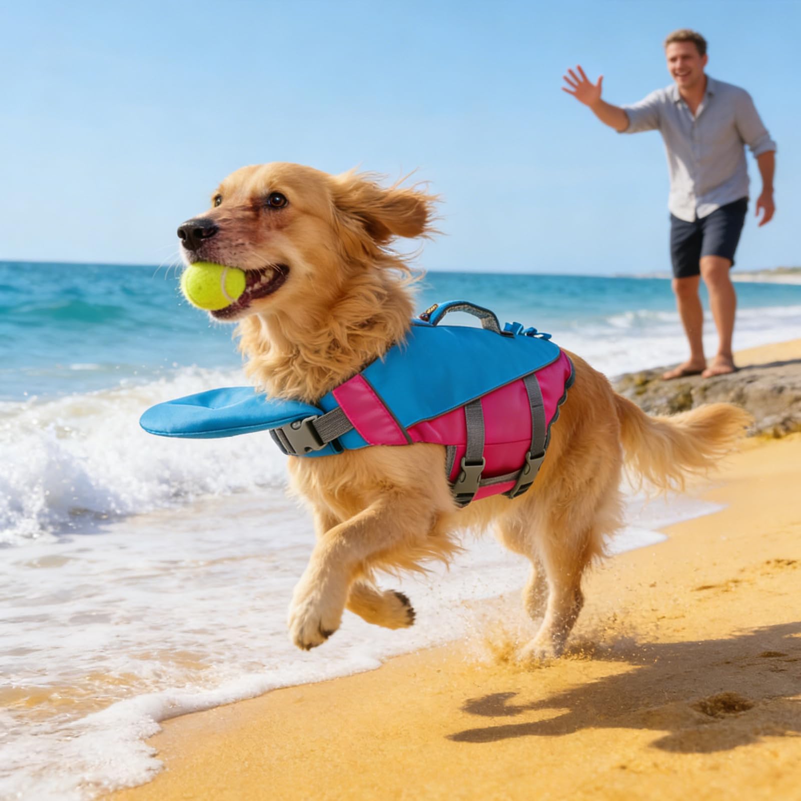 Gilet de Sauvetage pour Chien réglable détachable réfléchissant | gilets de sauvetage pour chien pour bateau pour Petite Grande Race Extérieur Camping Plage Lac Rivière Bateau
