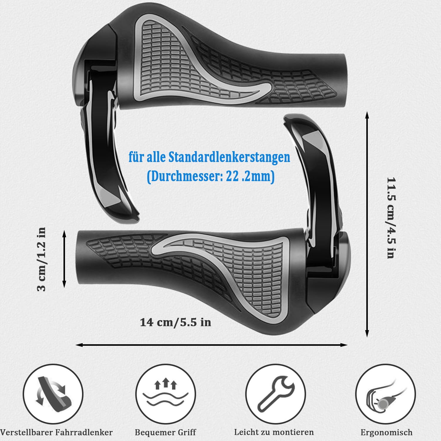 Favuit Fahrradgriffe Ergonomisch Rutschfester Lenkergriffe MTB Lenker  Griffe Fahrrad Handgriffe Gummi Fahrradlenker fr 22,2 mm Mountainbike  Trekkingrad E-Bike Rennrad (Black) : Amazon.de: Sport & Freizeit