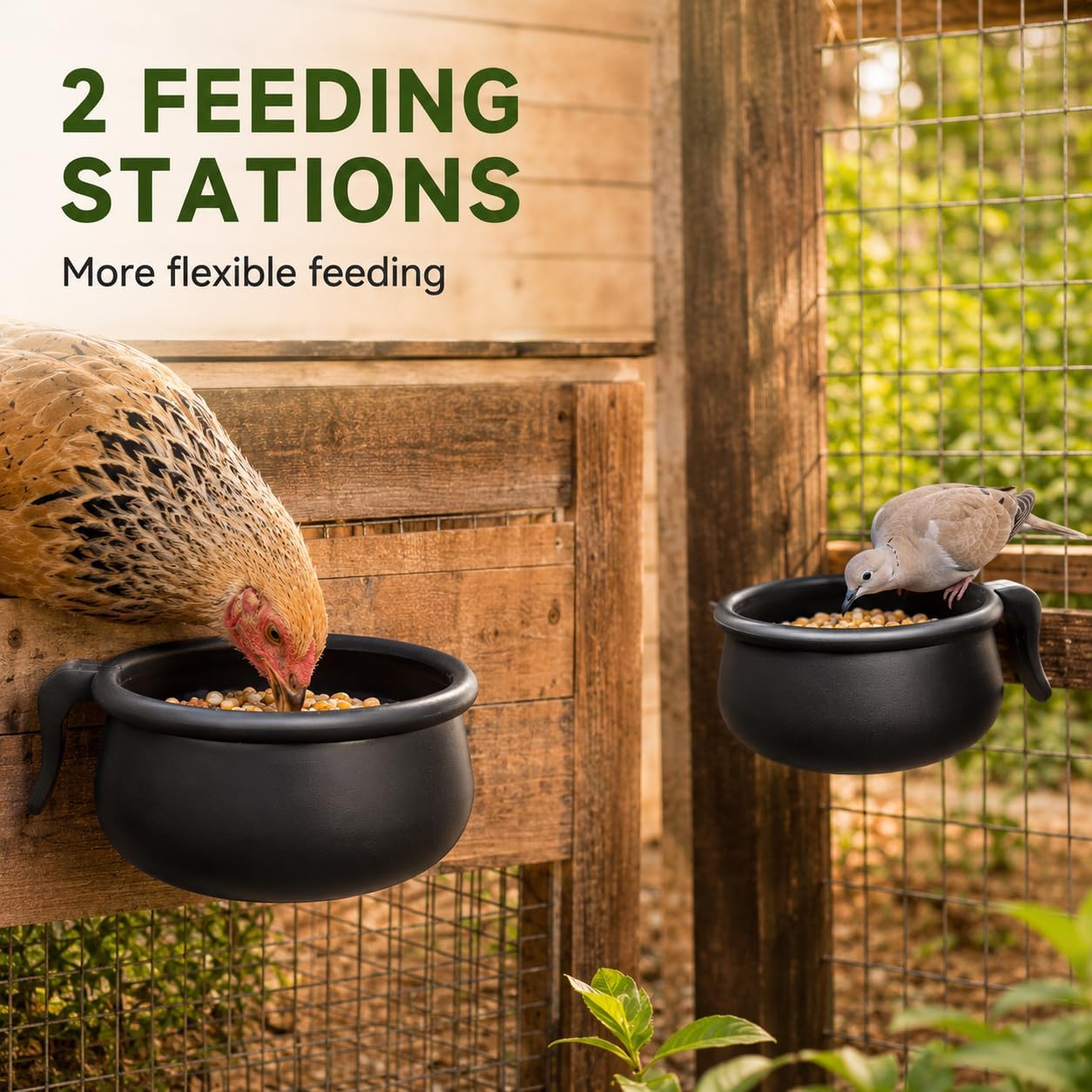 Toddmomy Chicken Waterer Feeder Cups Rubber 2Pcs with Hooks for Coop image 5