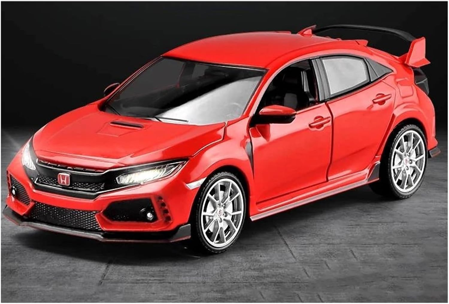 Scale car Model 1:24 for Civic Type-R Alloy Car Model Diecast Car Model Proportional Car Model Put in Display Cabinet Suitable for Display(Black)
