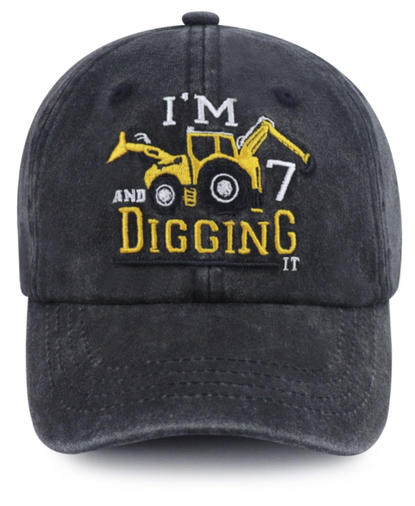 I'm 3/4/5/6/7/8/9 and Digging It Hats for Boys Girls, Funny Embroidered Toddler Excavator Birthday Baseball Cap