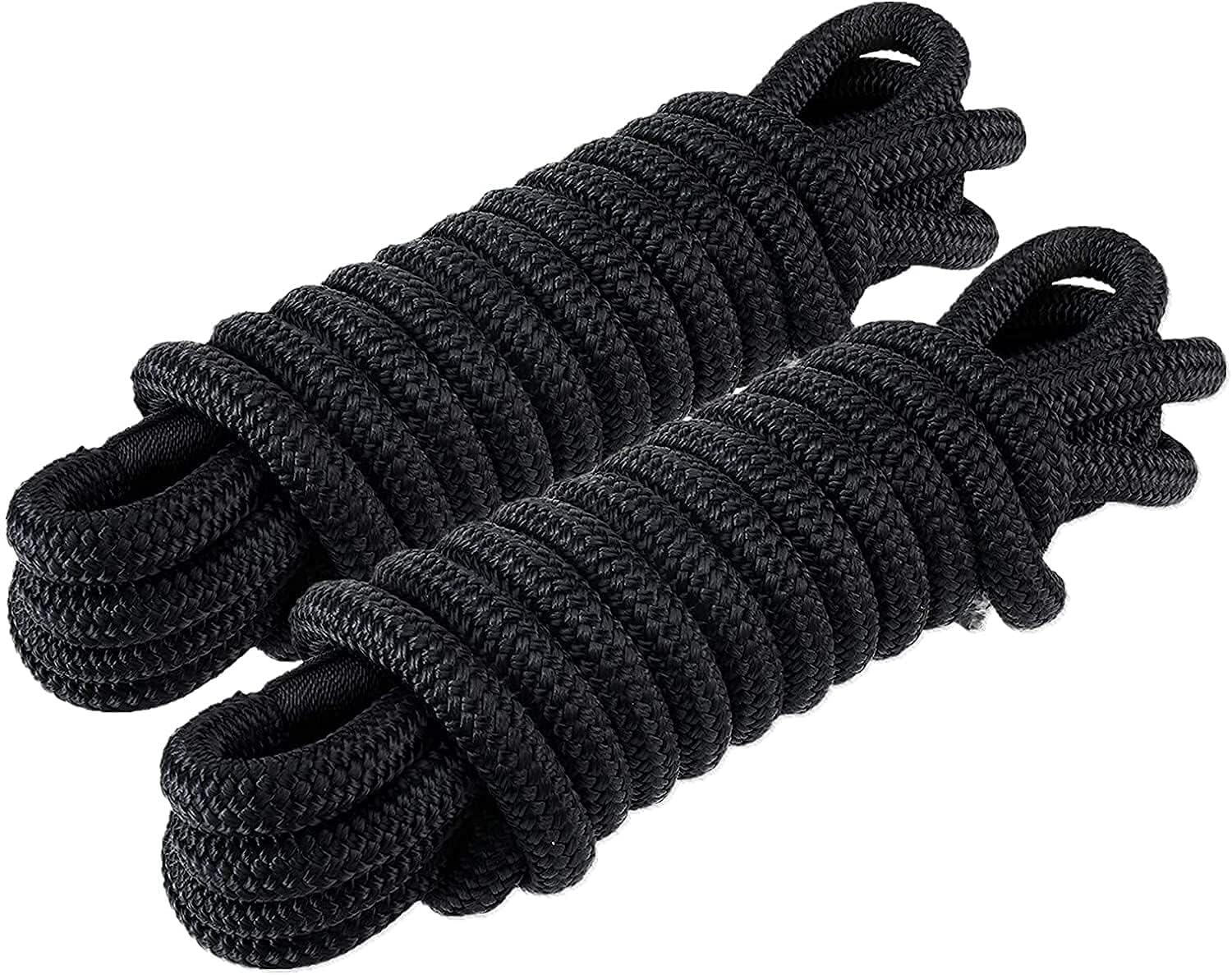 Bootsleine 1/2" x 20' Doppelt geflochtenes Nylonseil mit 12" Auge, Schwarz