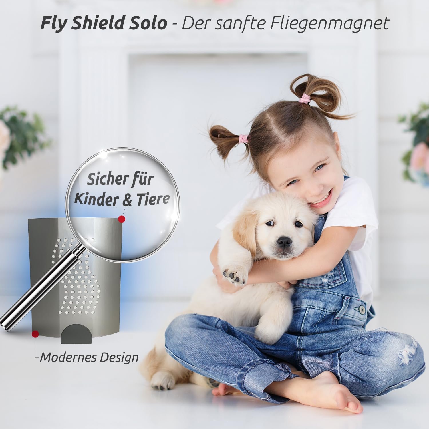 Fly-Shield Solo UV-Fliegenfalle - Klebefolie - Standard - 1 Halter | Kompakte Ausführung für Innenräume, diskrete Kontrolle von Fliegen und Fluginsekten mit austauschbarer Klebefolie
