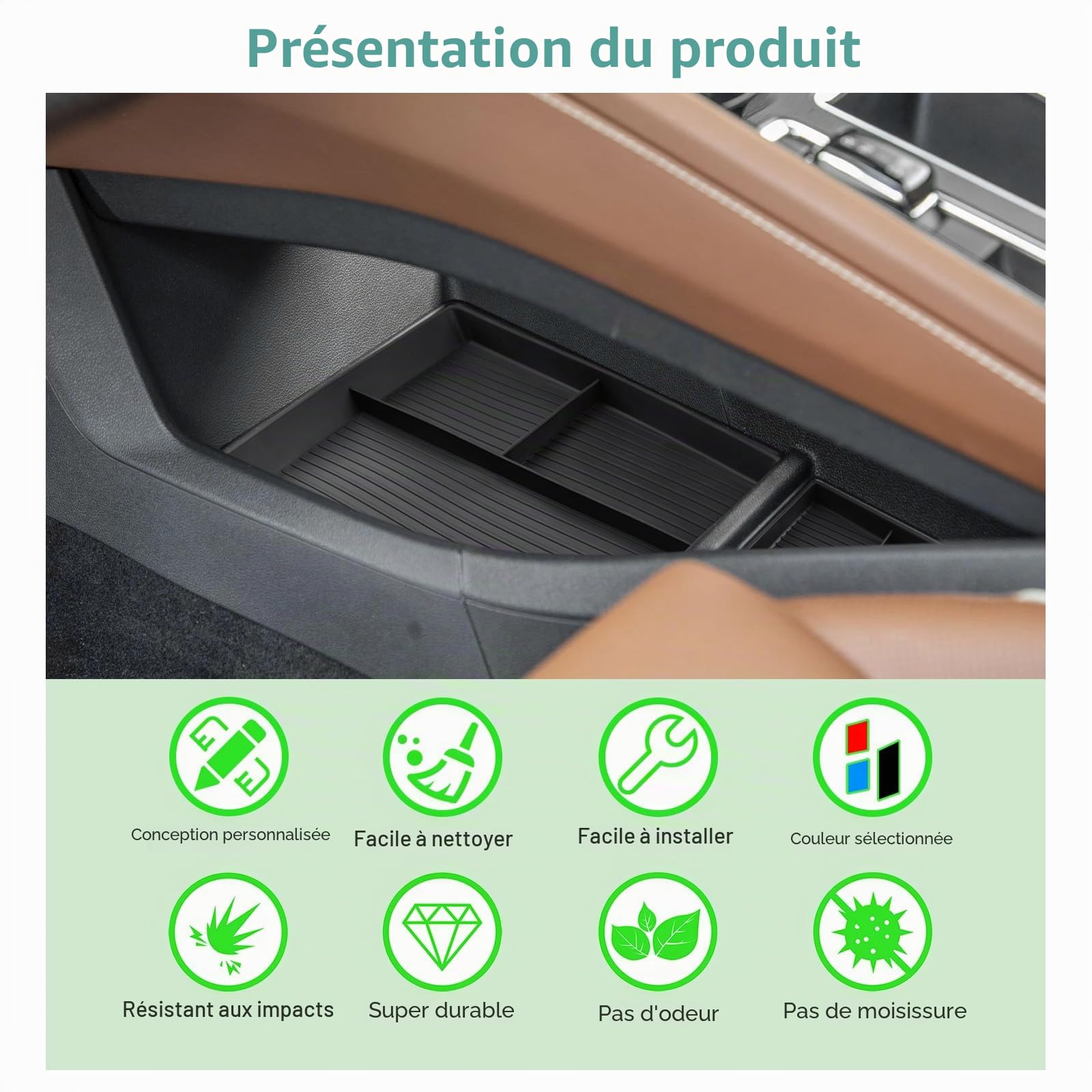 GAFAT Compatible avec Skoda Enyaq RS 2021-2025 2026 Elroq RS Boîte de Rangement Console Centrale, Enyaq 85 80 Organiseur + Étagères Inférieures en Caoutchouc Souple TPE, Enyaq iV Accessoires [3 PCS]