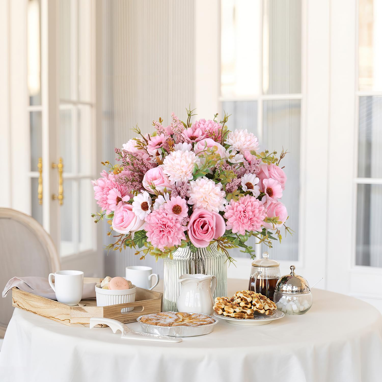 4 Peonie Artificiali Grandi In Seta: Fiori Finti Per Decorazione Casa, Steli Flessibili Con Venature Dettagliate - 5