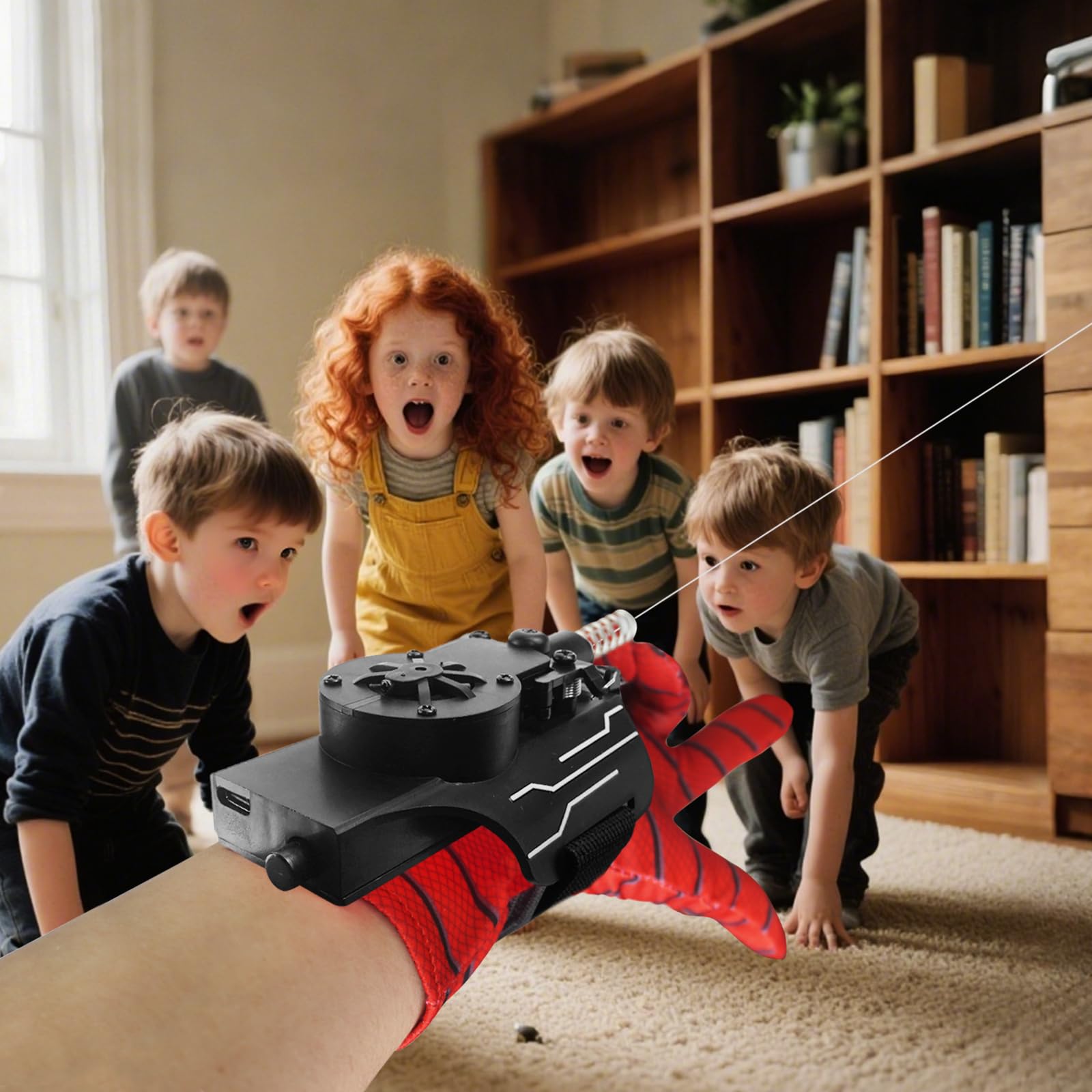 HNCSFW Spider Silk Launcher for Kids,Web Shooters- USB Type c Charging, Launch Distance 8ft - Can Grab Small Objects-Variety of Play Modes ((Black)): (Black )Kids Edition