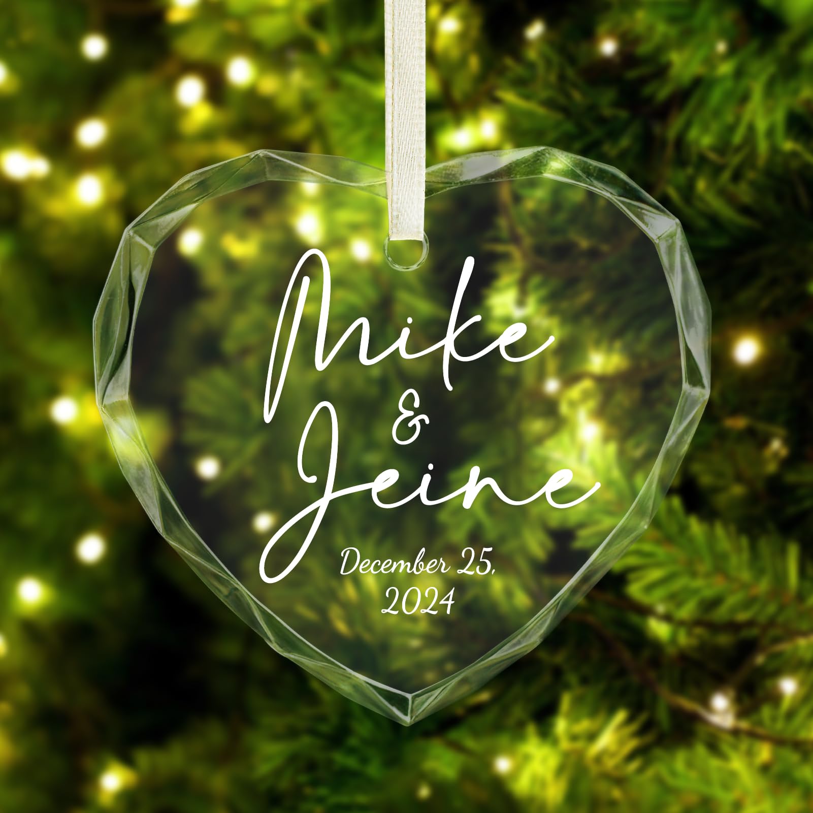 Adornos de Navidad personalizados con foto, adorno de Navidad personalizado, regalos de boda para parejas, regalos de despedida de soltera para novia, cristal/acrílico