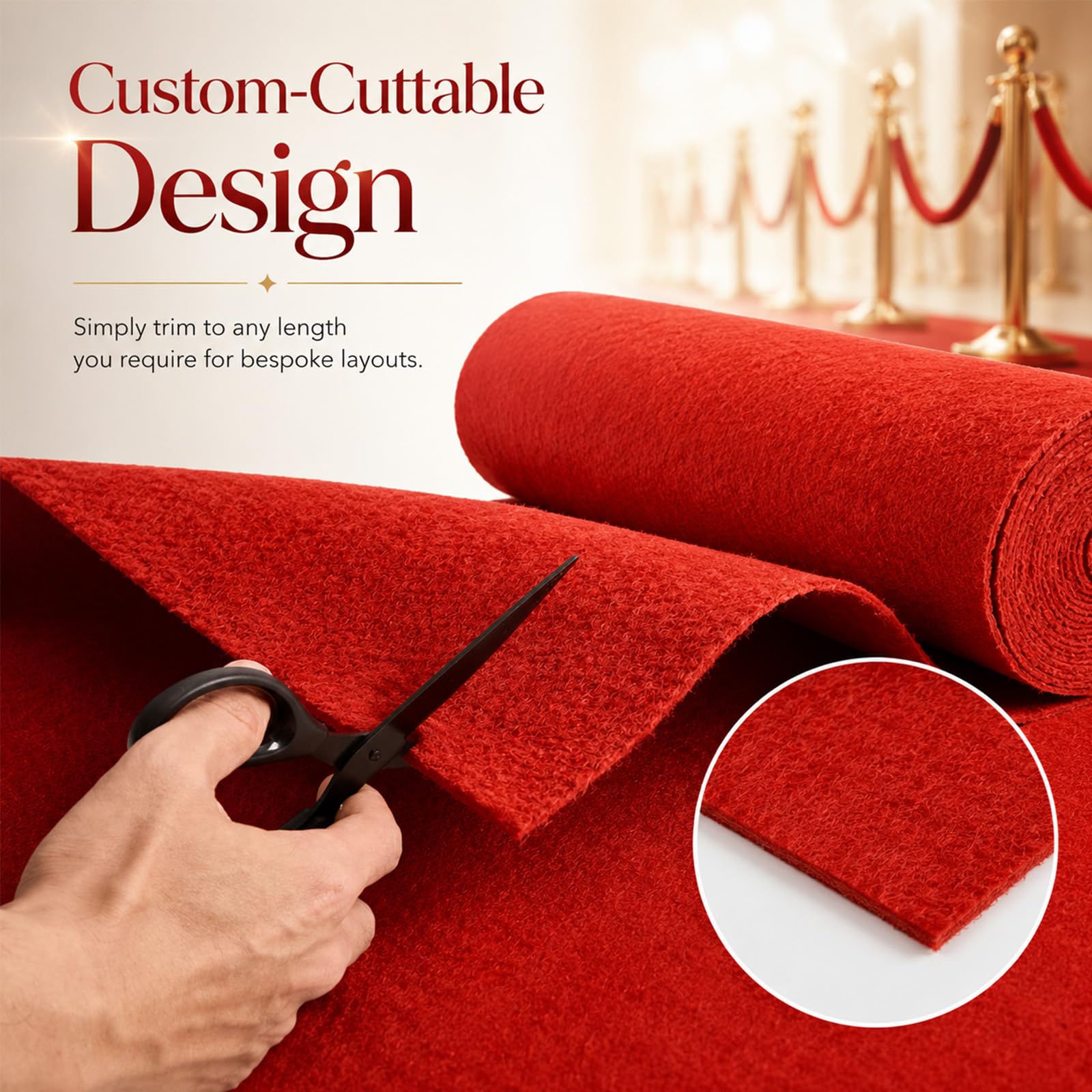 Tapis rouge - 1 x 10 m - 5,5 mm d'épaisseur - Pour mariage, événement, foire, fête, mariage, couloir - 10 m