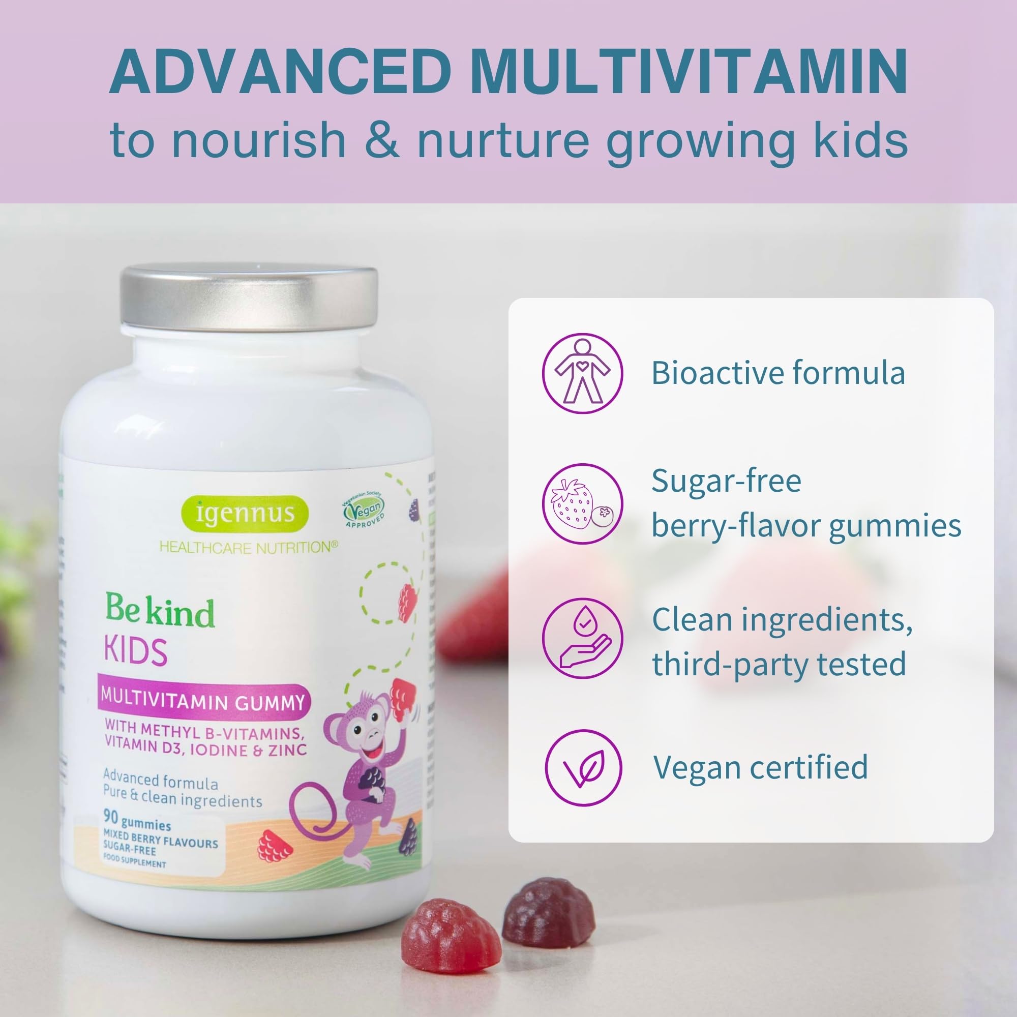 Igennus Methylated Kids Multivitamin Gummies, Age 4+, 90 Gummies — Amazon image 2