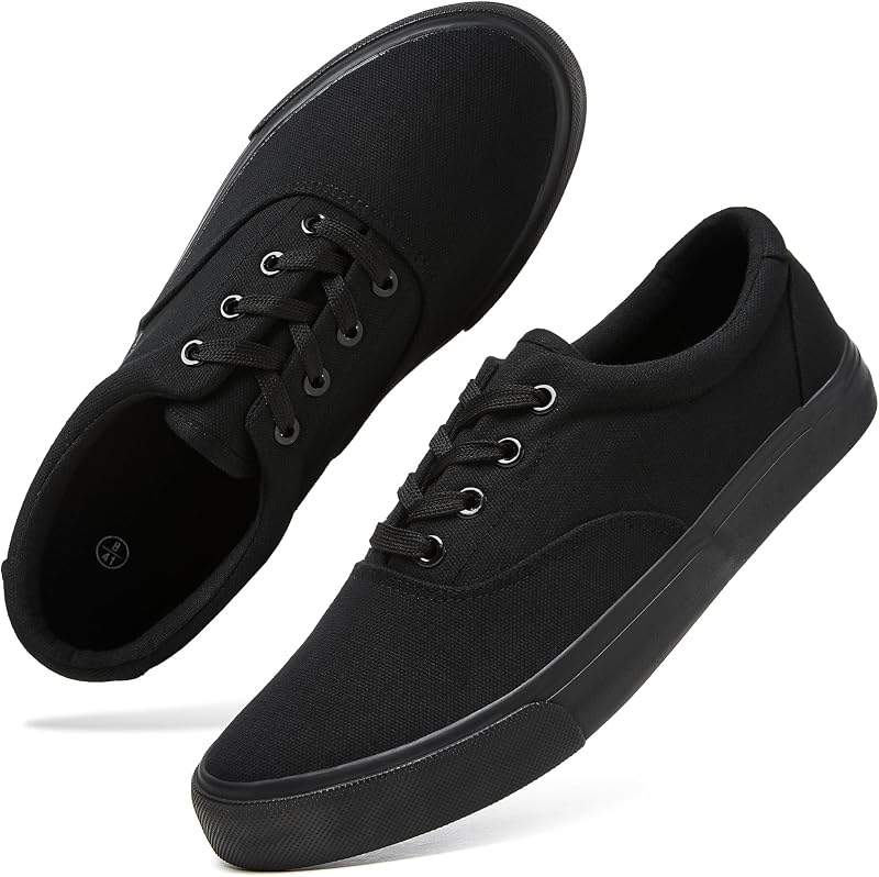 yageyan Zapatos de caminar de lona de caña baja con cordones Zapatillas de moda informales para hombre