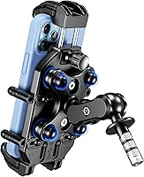 Vista 1 de BRCOVAN Anti-Theft Motorcycle Fork Stem Phone Mount Holder with Vibration Dampener & High-Speed Secure Lock, Heavy Duty, Adjustable Size, Big Phone